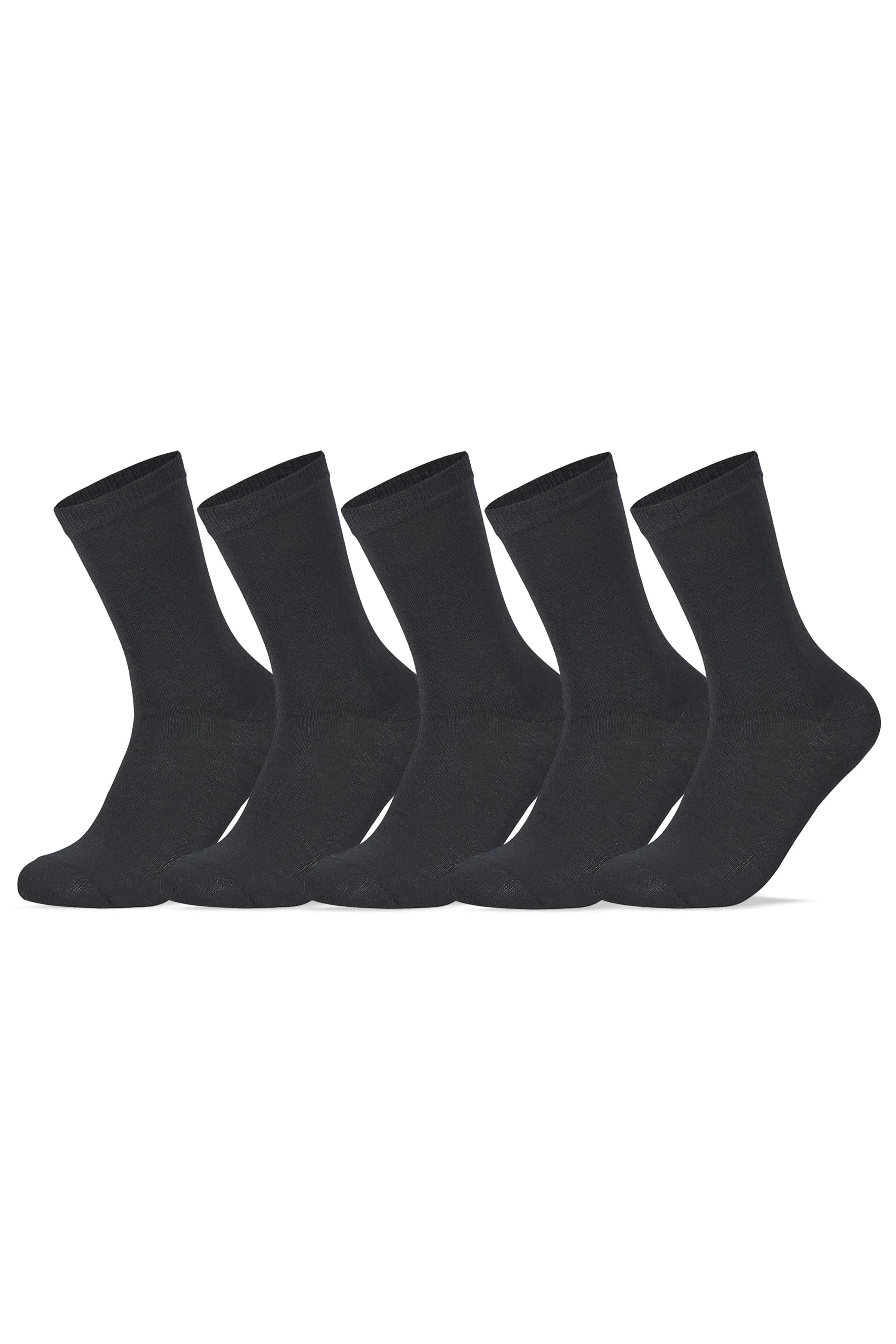Women Set Of 5 Long Plain Socks Black - Sam Socks - Babazzaro