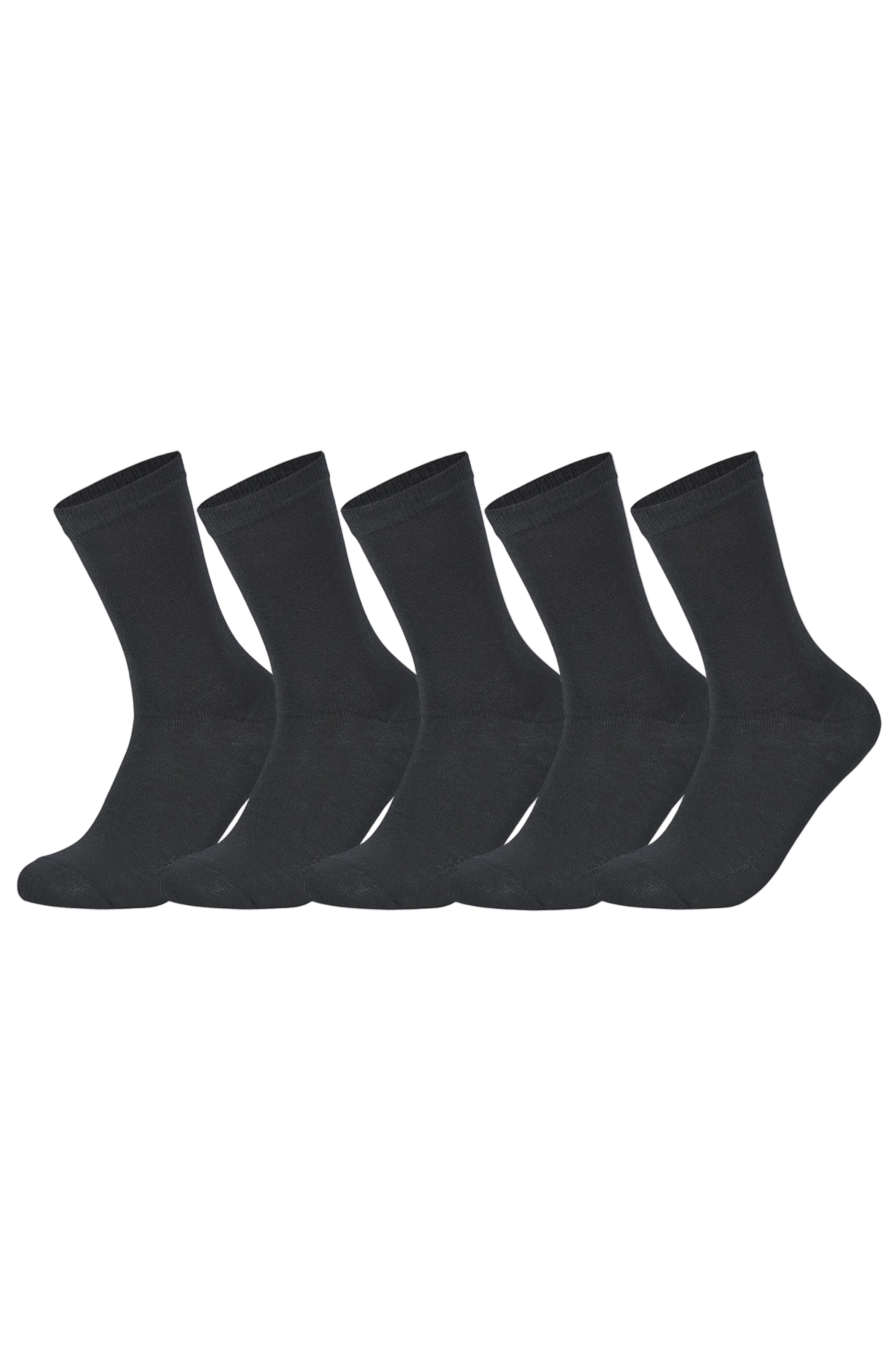 Women Set Of 5 Long Plain Socks Black - Sam Socks - Babazzaro