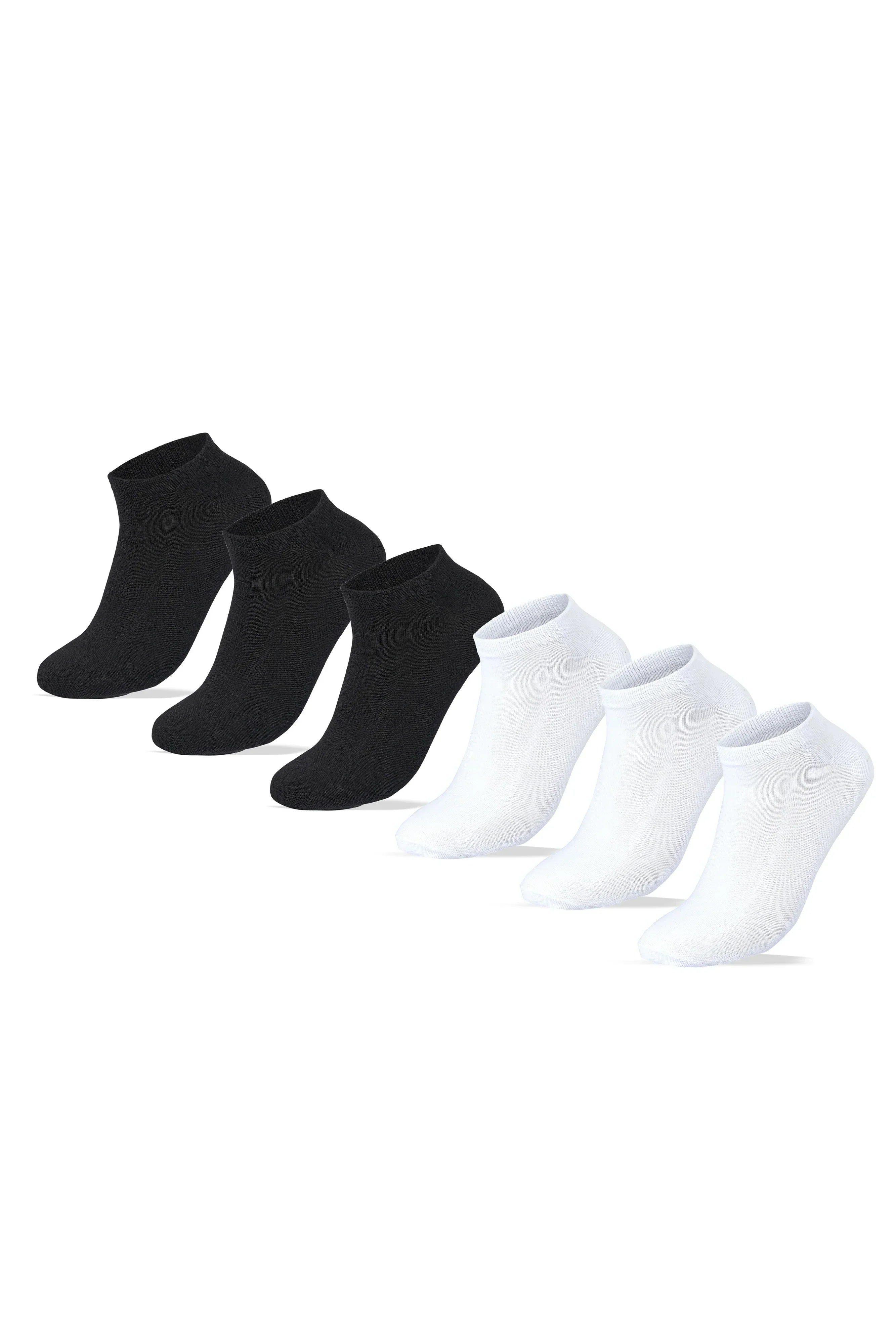 Women Set Of 6 Ankle Plain Socks ( Black-White ) - Sam Socks - Babazzaro
