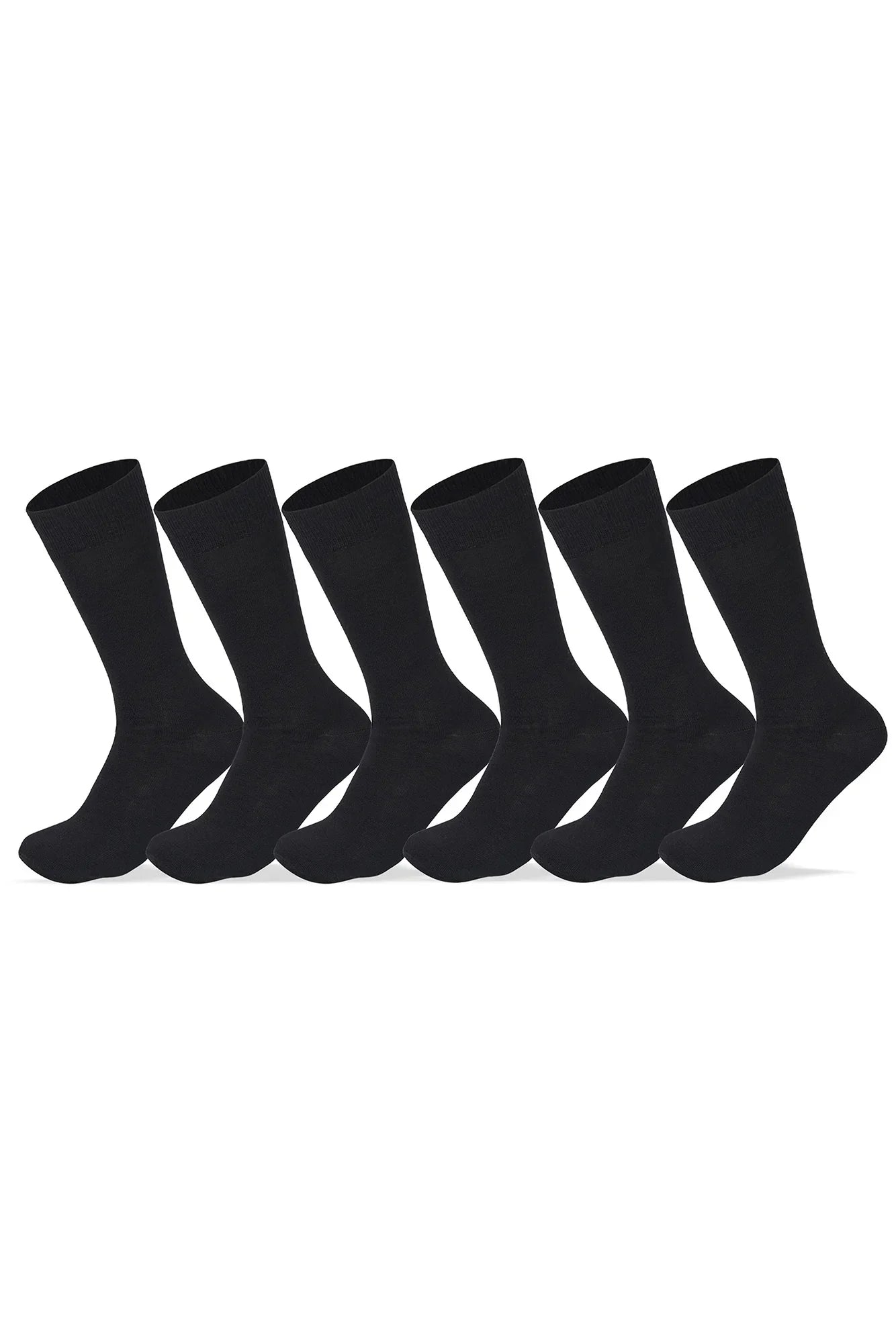 Men Set Of 6 Classic Socks Plain Black - Sam Socks - Babazzaro