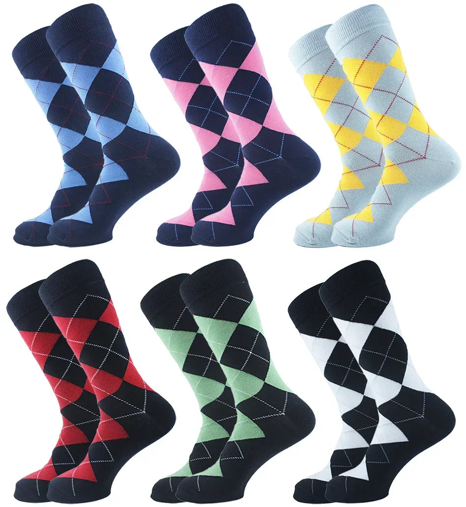 Men Set Of 6 Classic Argyle Socks Multicolour - Sam Socks - Babazzaro