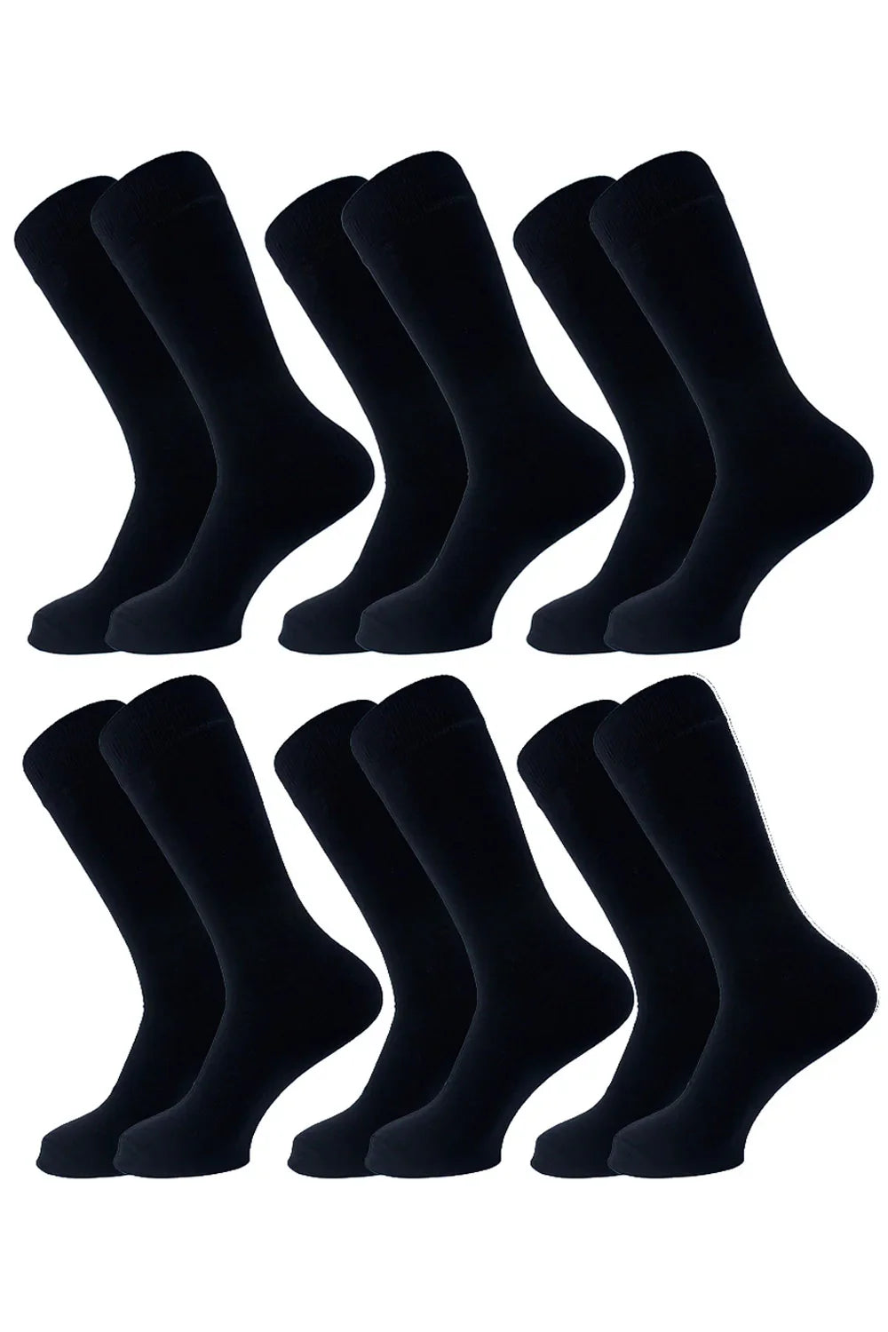 Sam Socks - Men Set Of 6 Long Half Terry Sport Socks Black 3