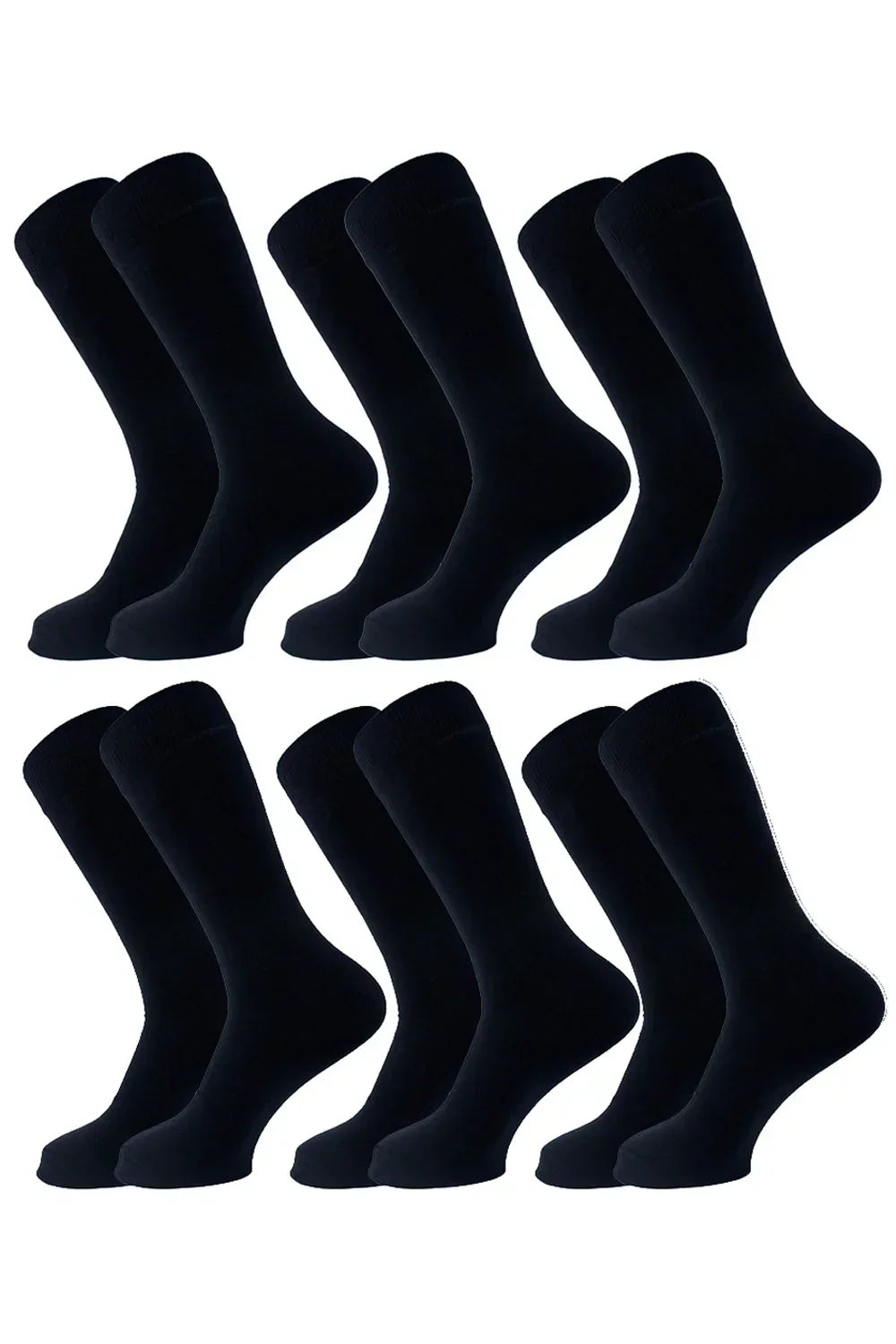 Men Set Of 6 Long Half Terry Sport Socks Black - Sam Socks - Babazzaro