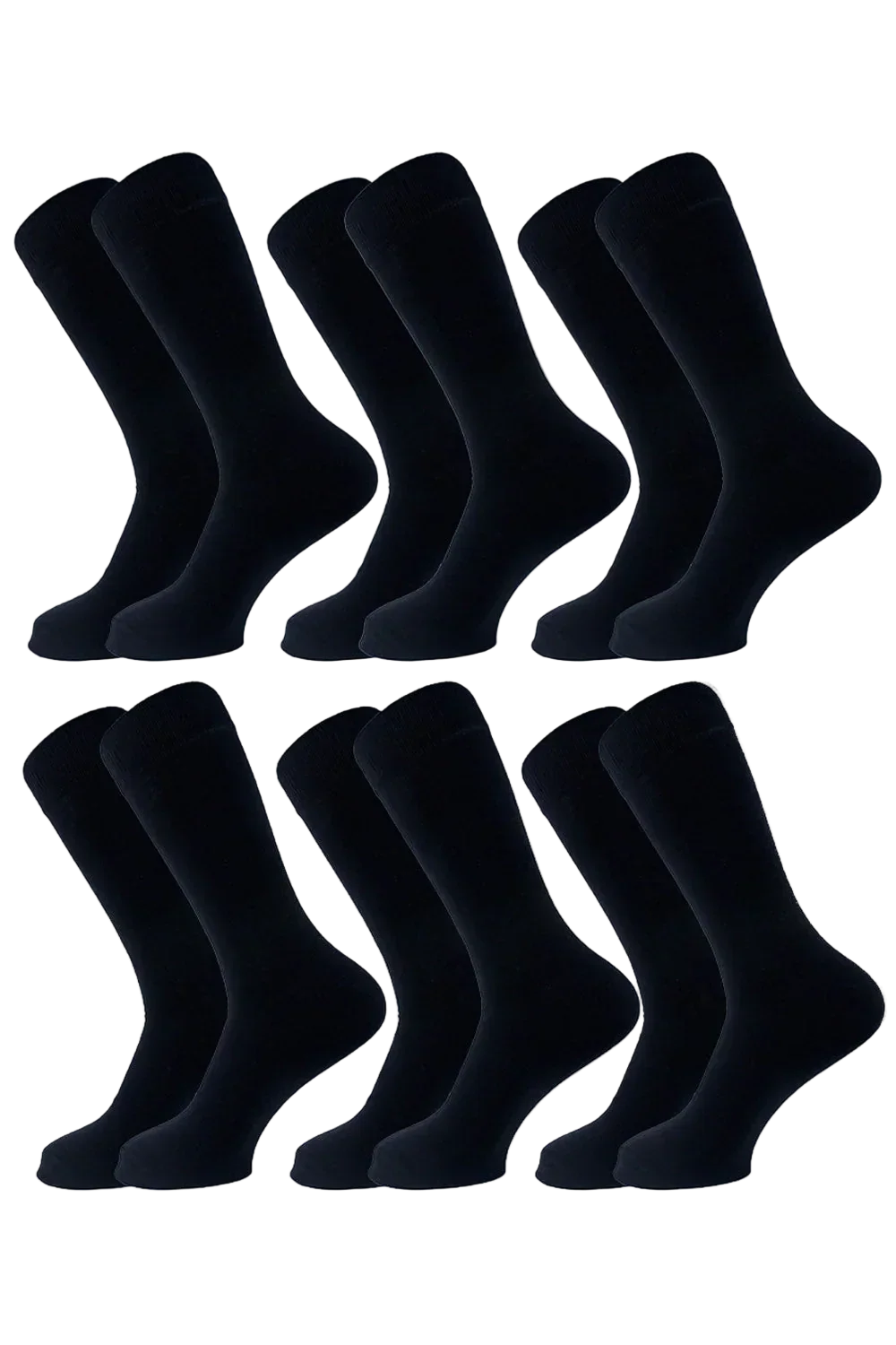 Men Set Of 6 Long Half Terry Sport Socks Black - Sam Socks - Babazzaro