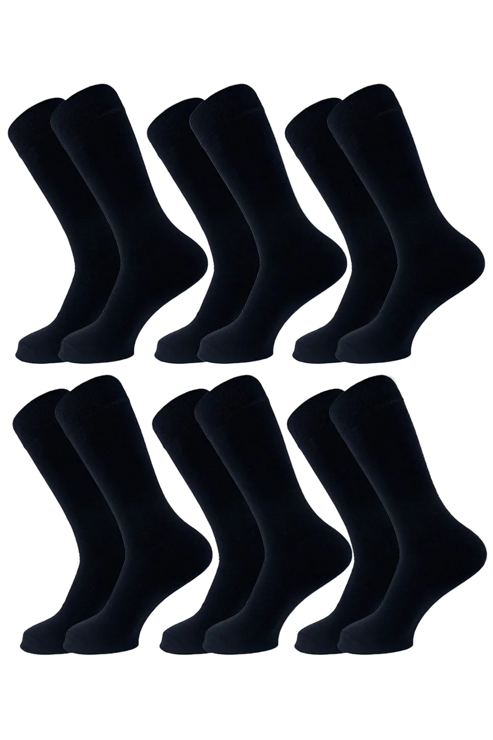 Sam Socks - Men Set Of 6 Long Half Terry Sport Socks Black 1