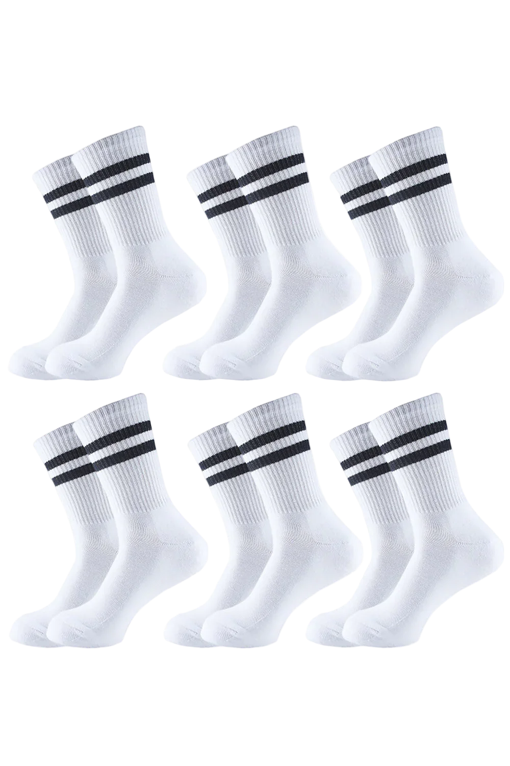 Sam Socks - Men Set Of 6 Long Half Terry Sport Socks White 1
