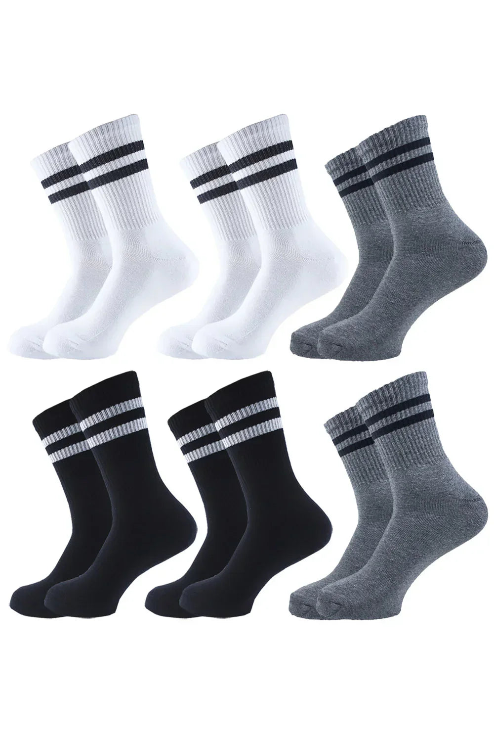 Men Set Of 6 Long Half Terry Sport Socks Multicolour - Sam Socks - Babazzaro