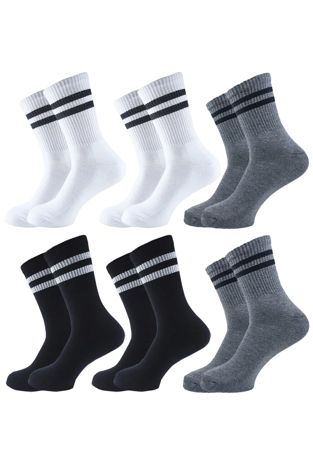 Men Set Of 6 Long Half Terry Sport Socks Multicolour - Sam Socks - Babazzaro