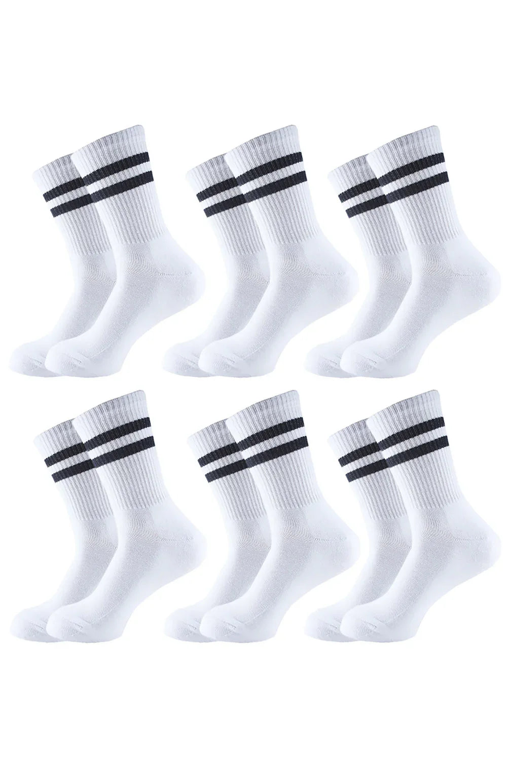 Sam Socks - Women Set Of 6 Half Terry Long Sport Socks White 3