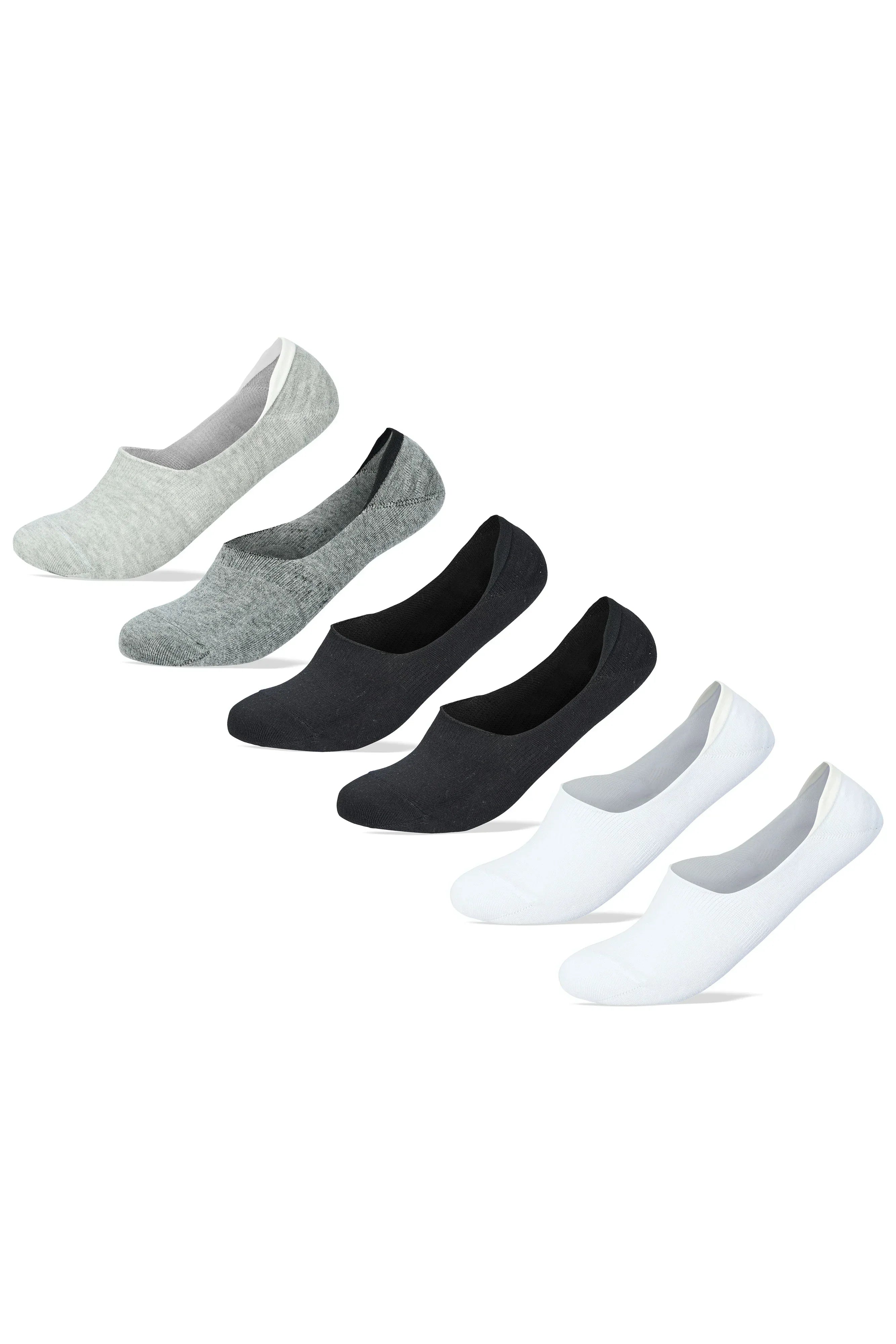 Men Set Of 6 Invisible Silicon Plain Socks Multicolor - Sam Socks - Babazzaro