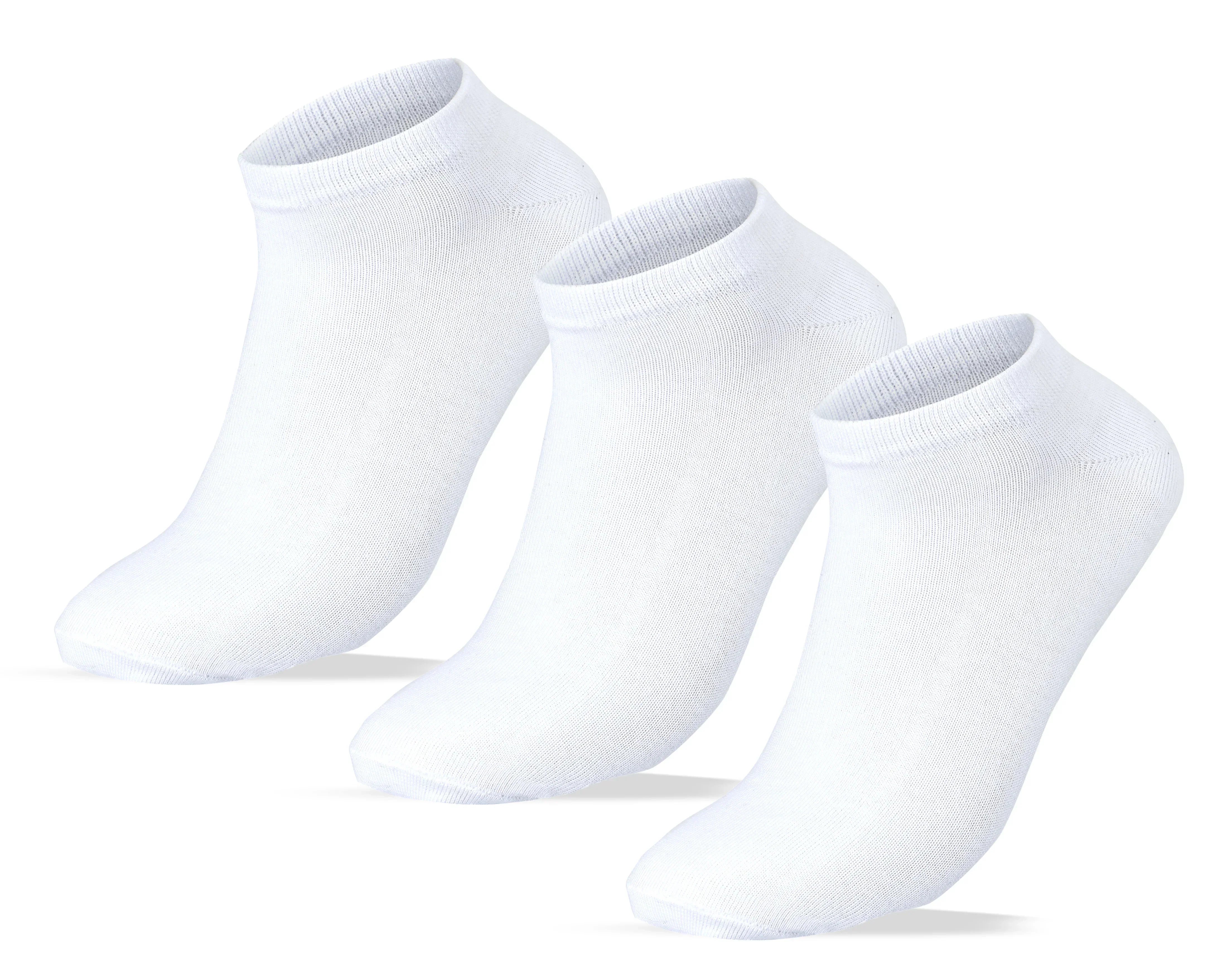 Men Set Of 3 Ankle Plain Socks White - Sam Socks - Babazzaro