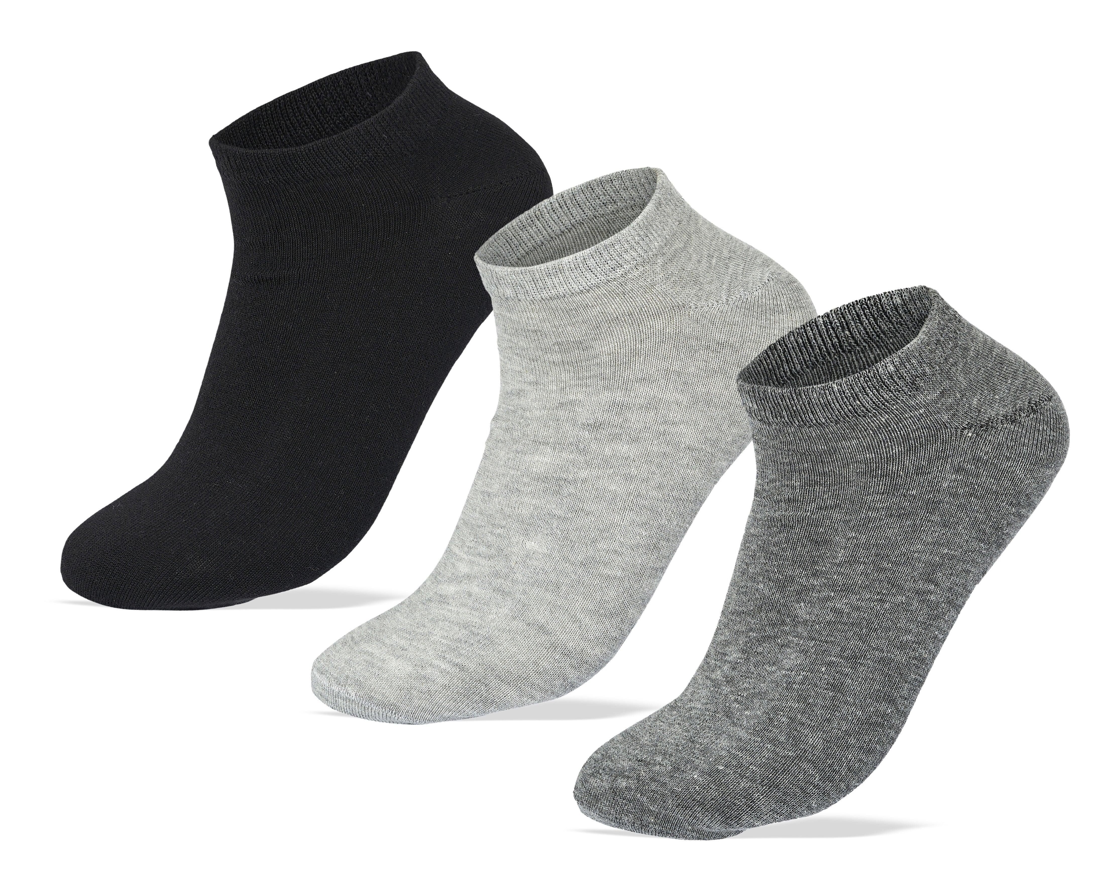 Men Set Of 3 Ankle Plain Socks ( Blk-L.Gry-D.Gry ) - Sam Socks - Babazzaro