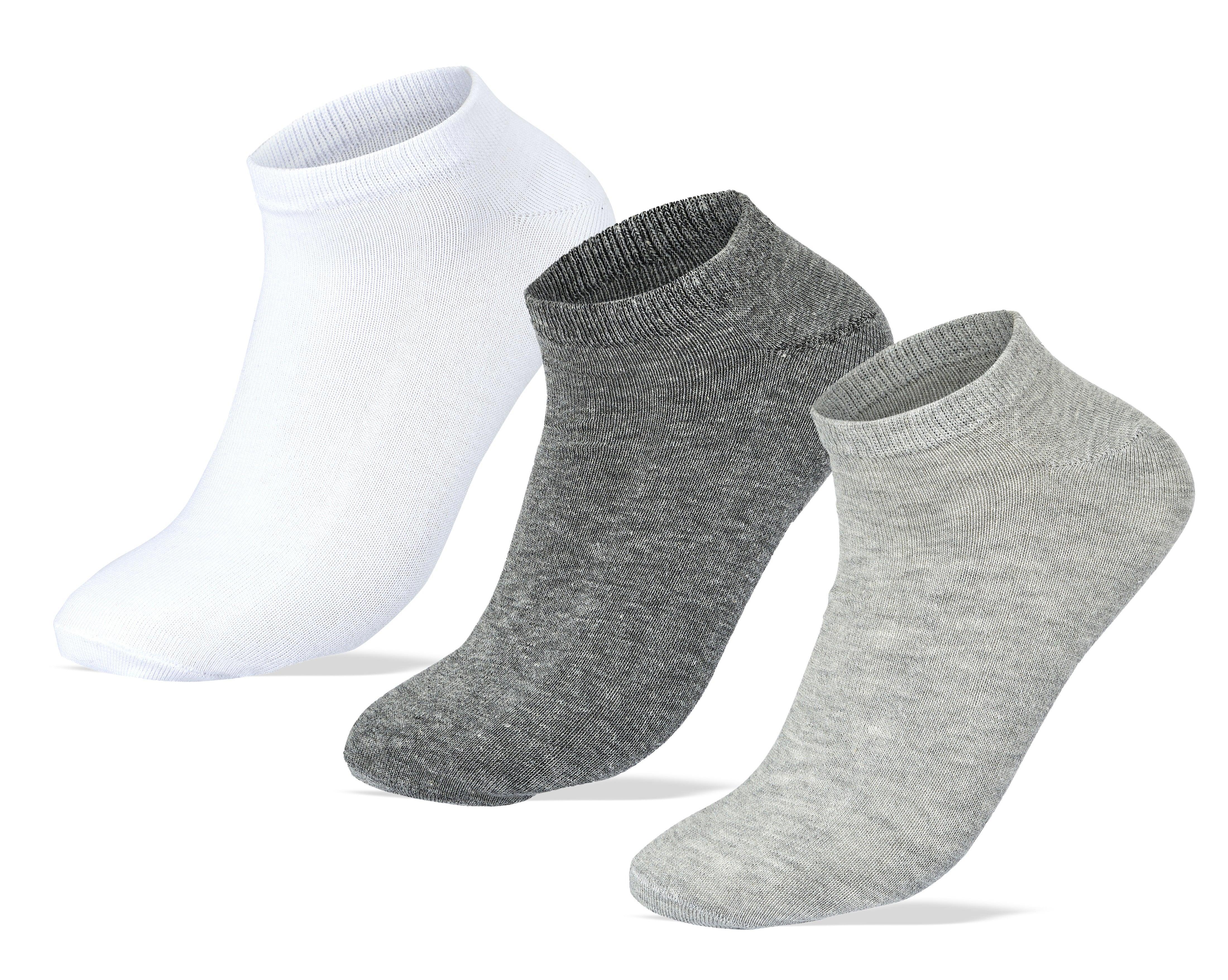 Men Set Of 3 Ankle Plain Socks ( White-L.Gry-D.Gry ) - Sam Socks - Babazzaro