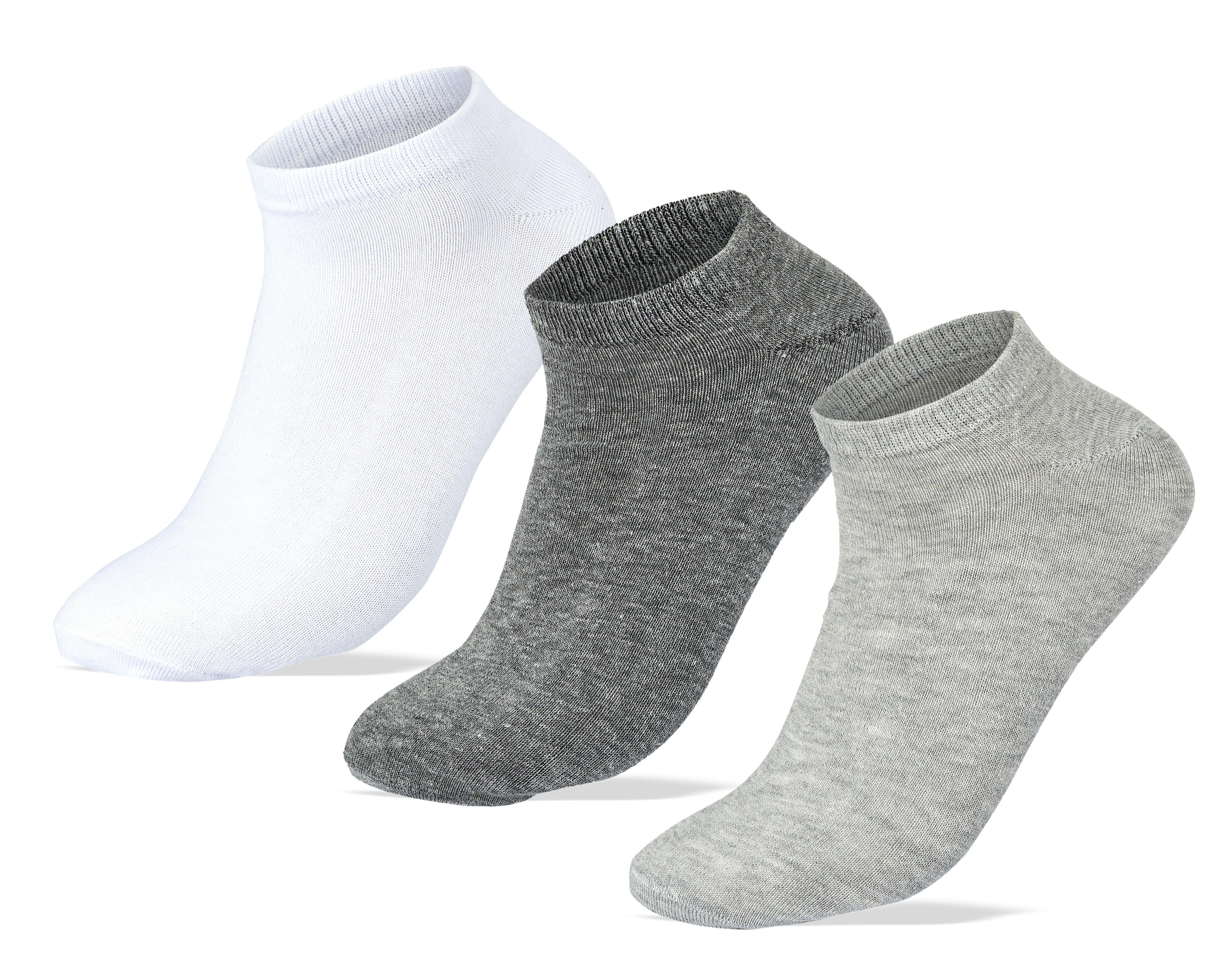 Sam Socks - Men Set Of 3 Ankle Plain Socks White-L.Gry-D.Gry 1