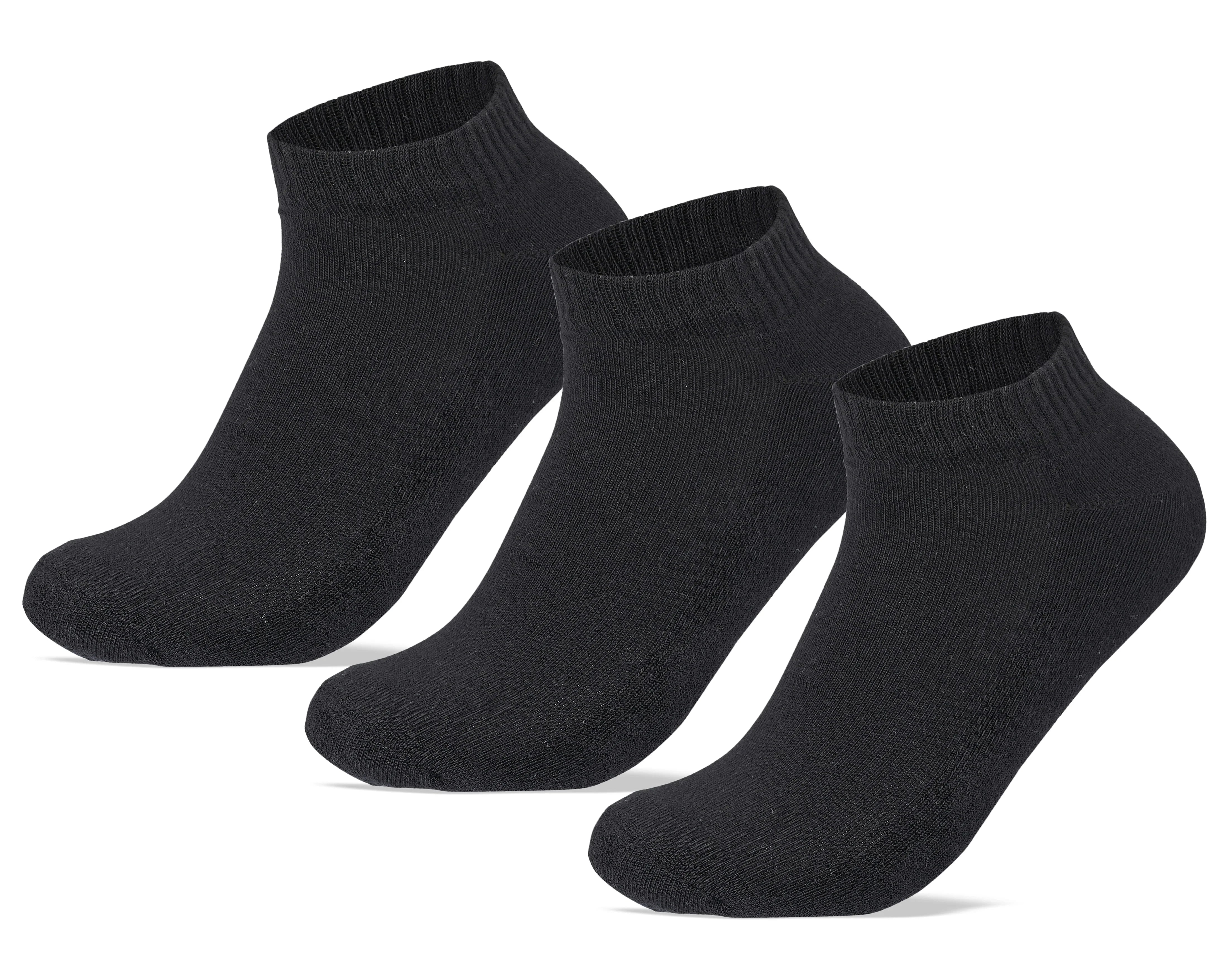 Sam Socks - Men Set Of 3 Half Terry Ankle Plain Socks Black 1