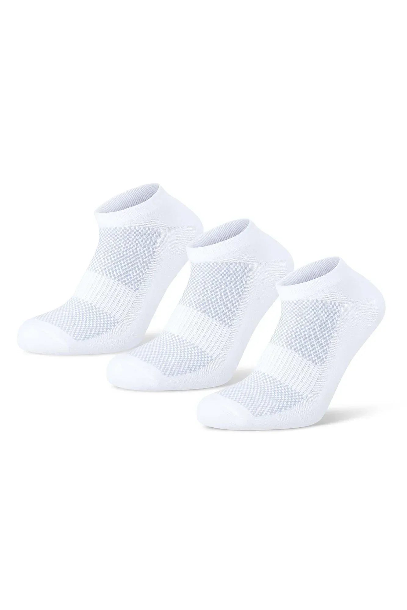 Men Set Of 3 Half Terry Ankle Socks Nets White - Sam Socks - Babazzaro