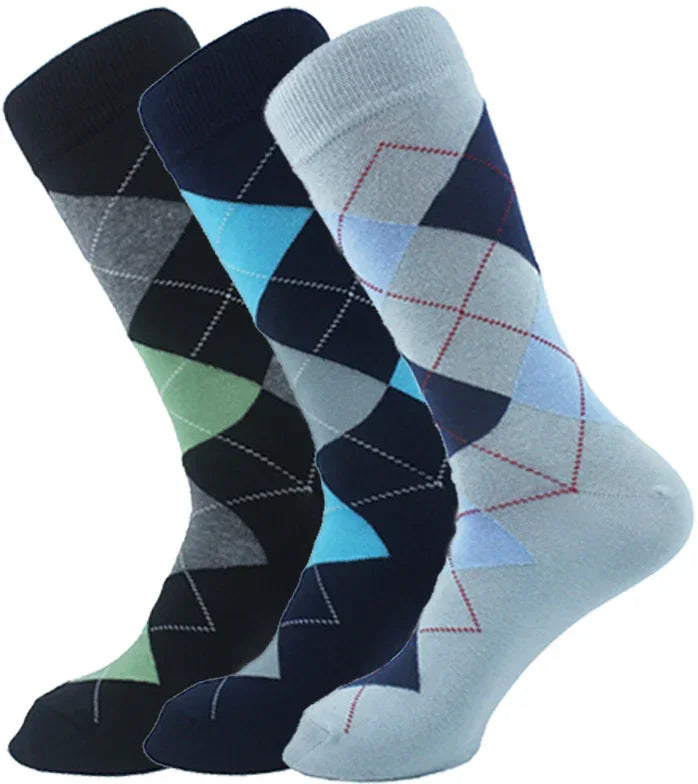 Men Set Of 3 Classic Argyle Socks Multicolour - Sam Socks - Babazzaro
