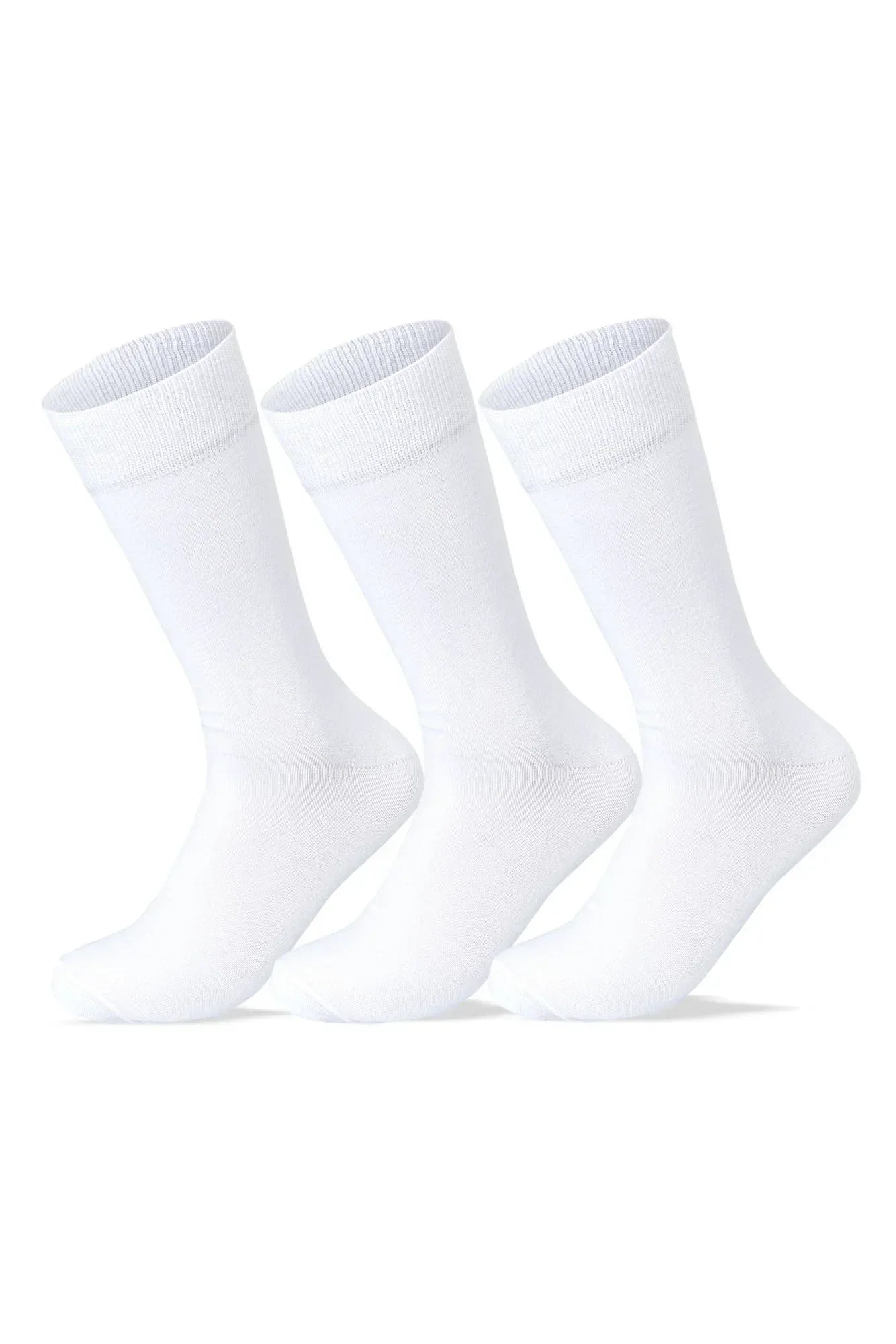 Men Set Of 3 Classic Socks Plain White - Sam Socks - Babazzaro