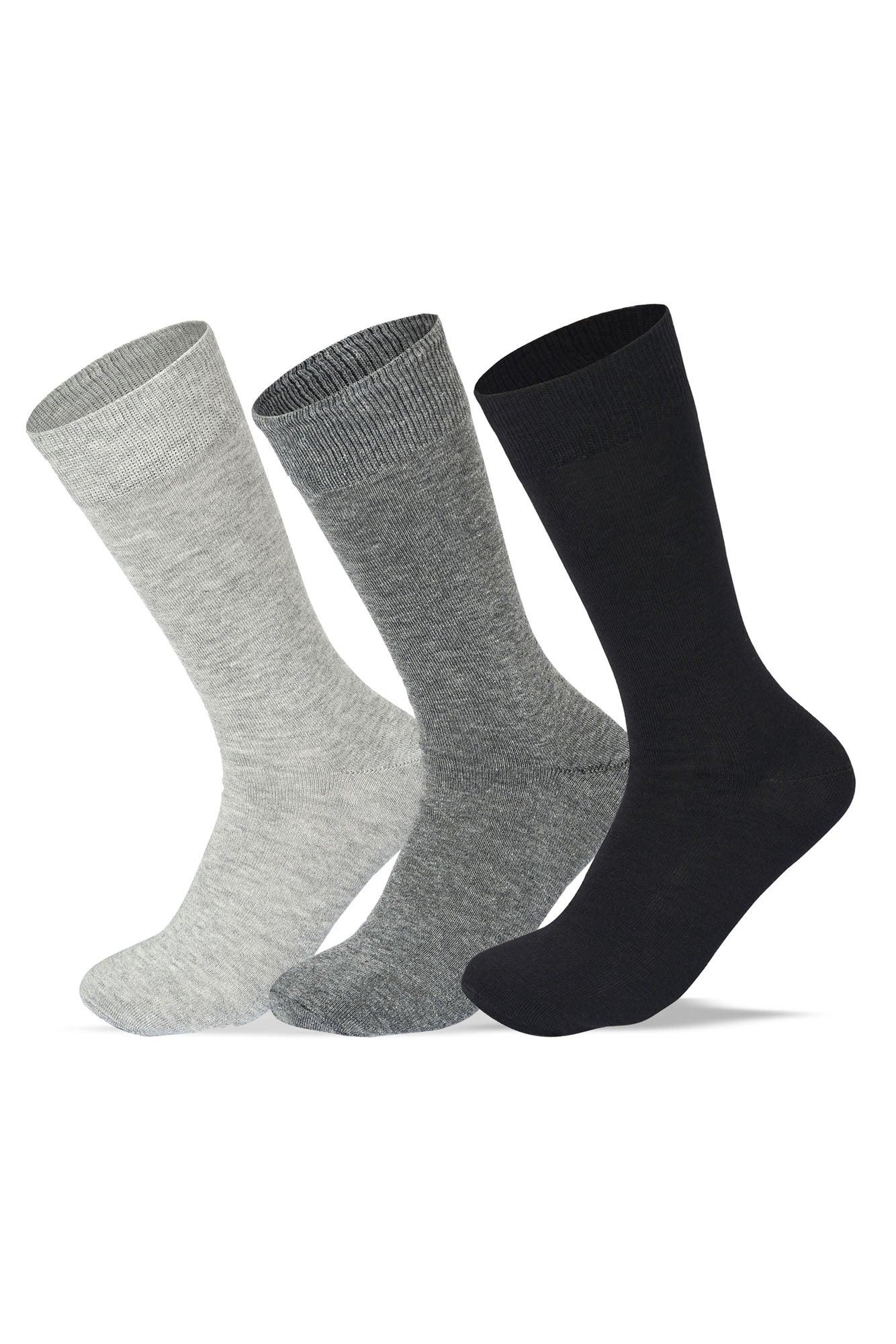 Sam Socks - Men Set Of 3 Classic Socks Plain Black-D.Grey-L.Grey 1