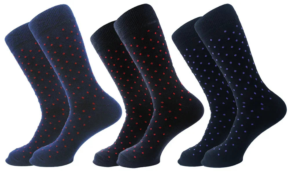 Men Set Of 3 Classic Socks Dots Multicolour - Sam Socks - Babazzaro