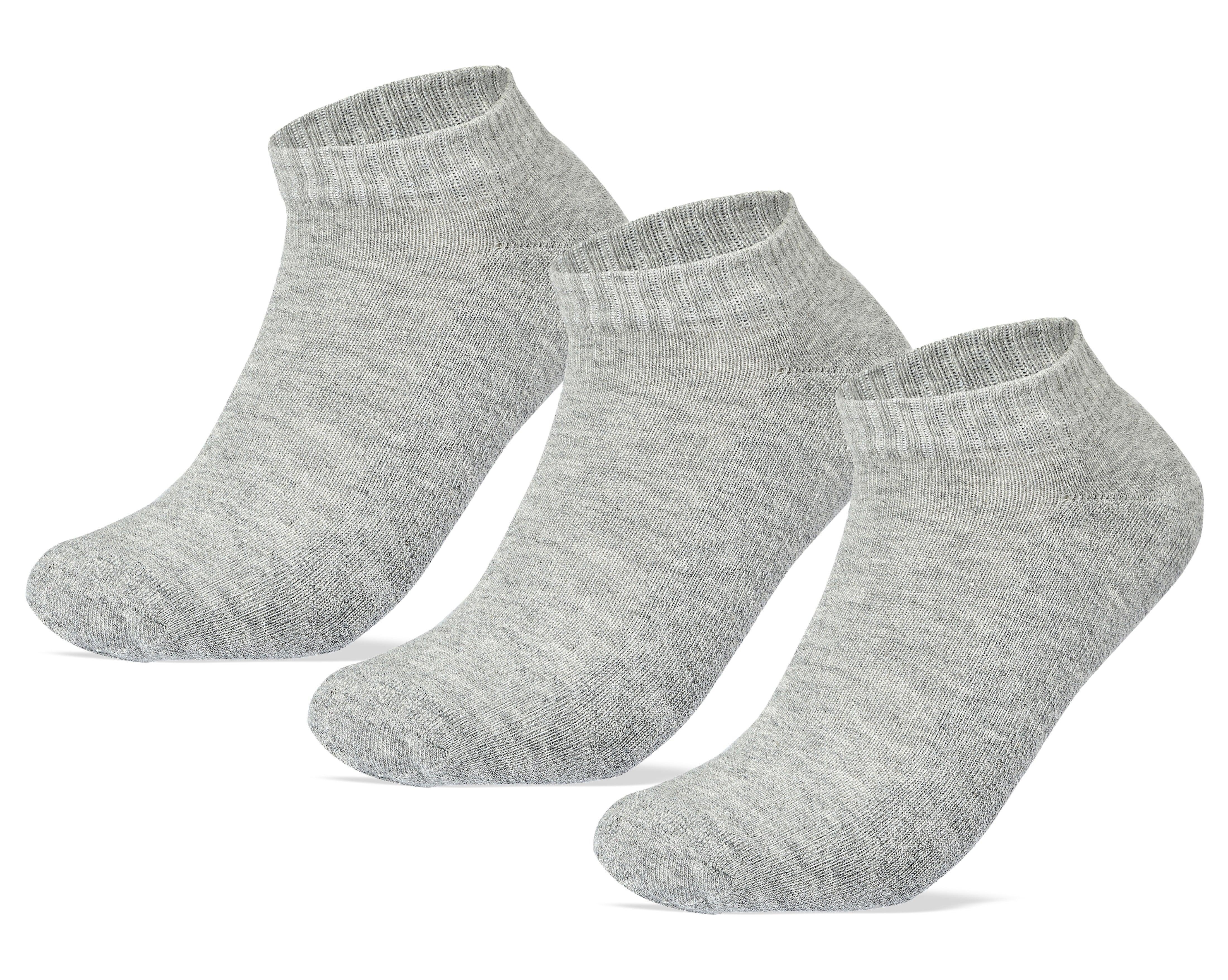 Men Set Of 3 Half Terry Ankle Plain Socks Grey - Sam Socks - Babazzaro