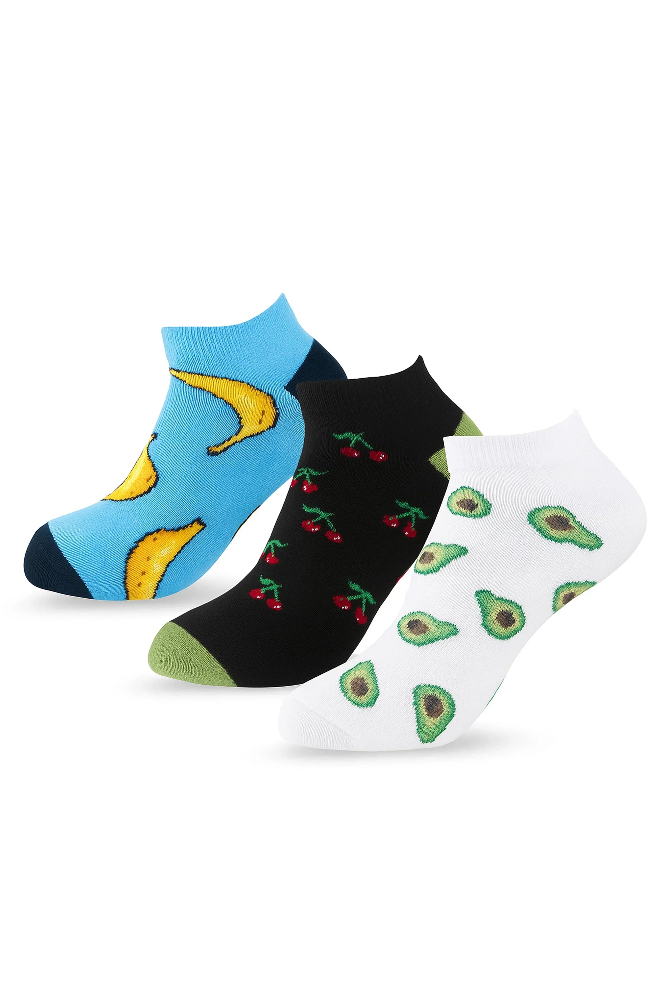 Men Set Of 3 Ankle Fruits Socks Multicolour - Sam Socks - Babazzaro