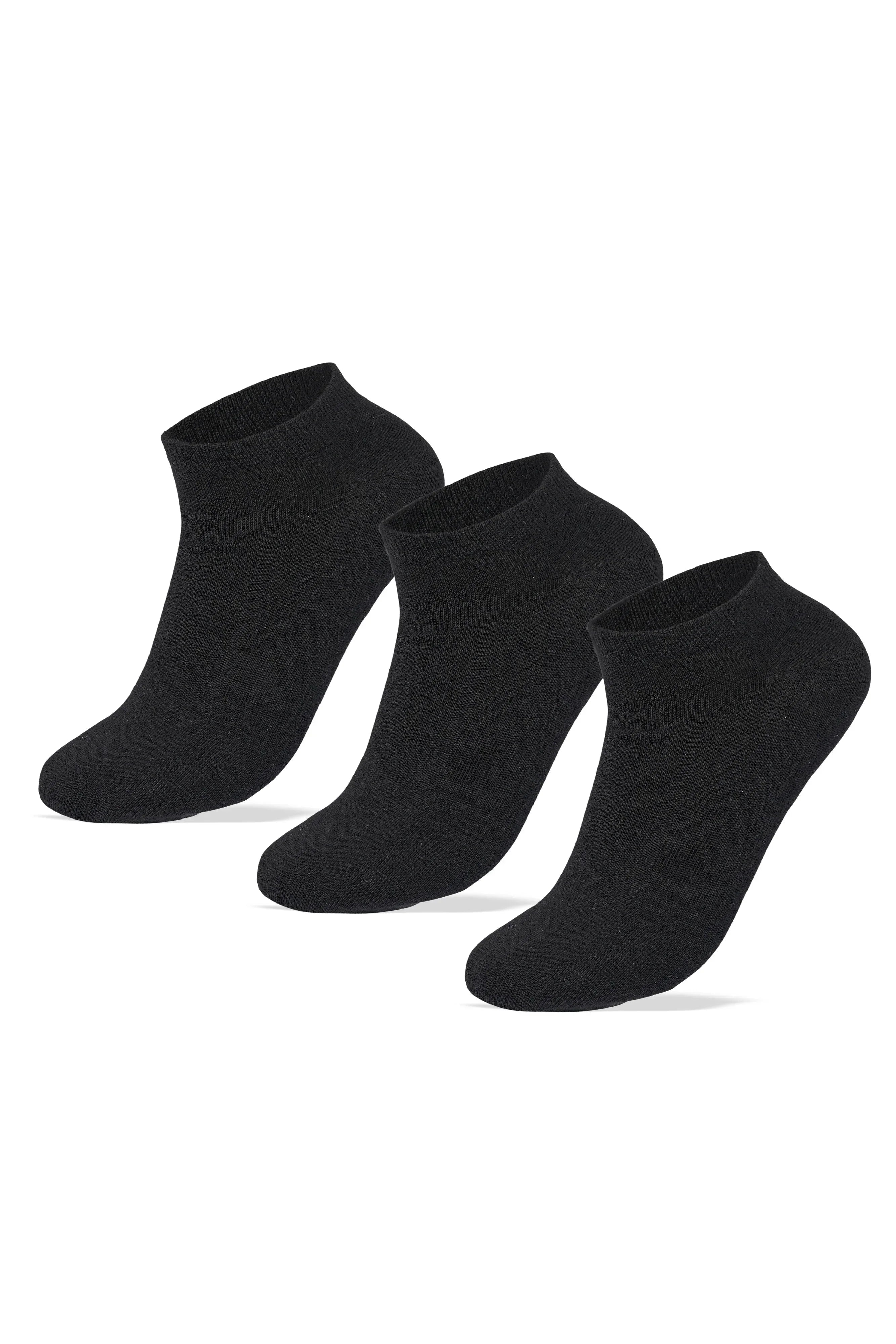 Women Set Of 3 Ankle Plain Socks Black - Sam Socks - Babazzaro