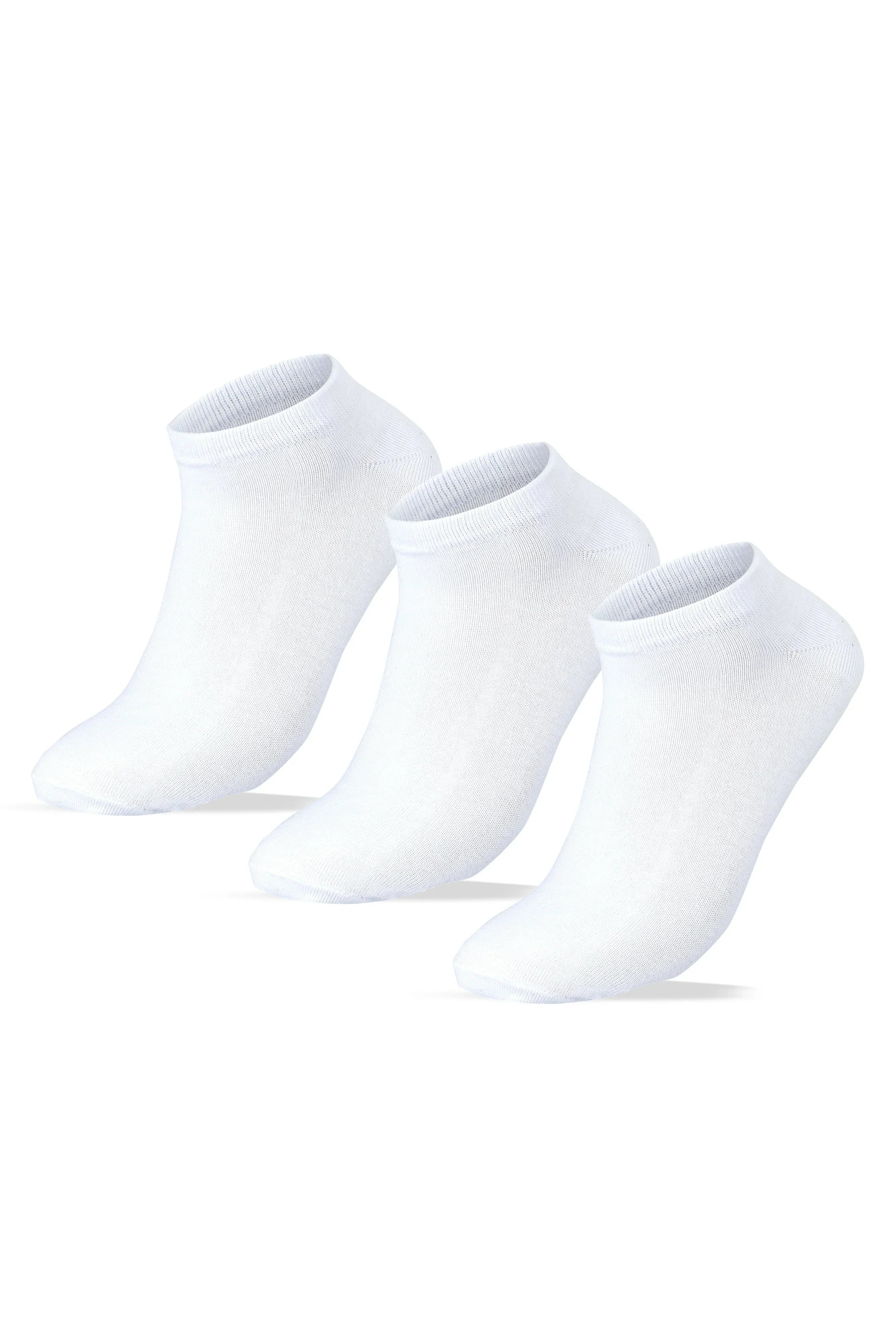 Women Set Of 3 Ankle Plain Socks White - Sam Socks - Babazzaro