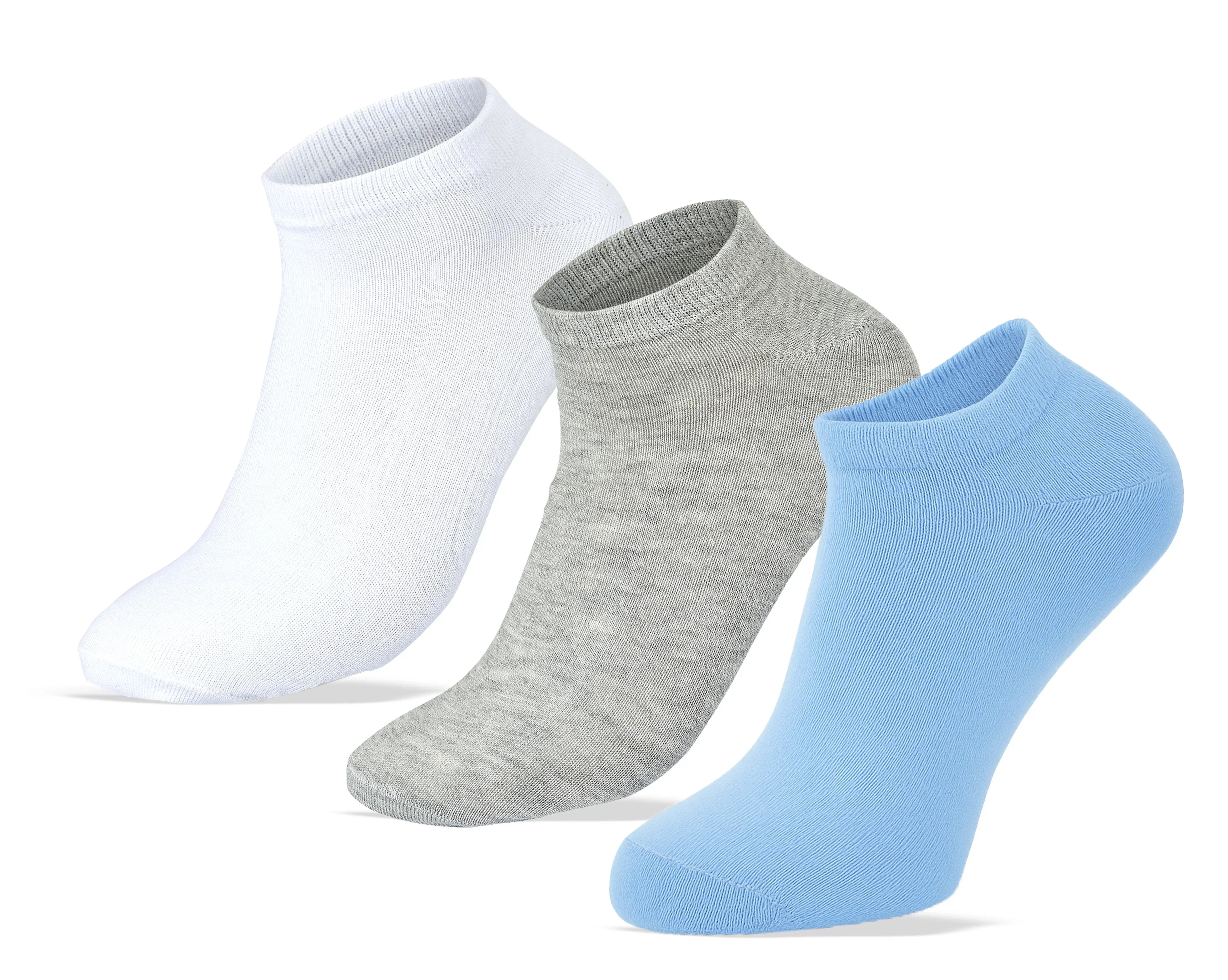 Women Set Of 3 Ankle Socks Black-Grey-Pink - Sam Socks - Babazzaro