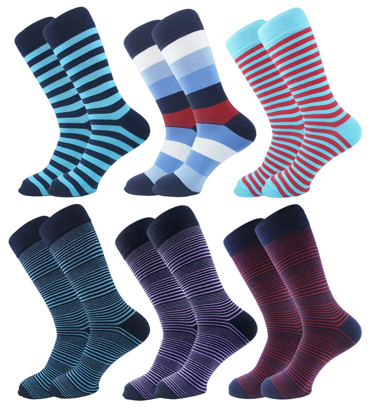 Men Set Of 6 Classic Stripped Socks Multicolour - Sam Socks - Babazzaro