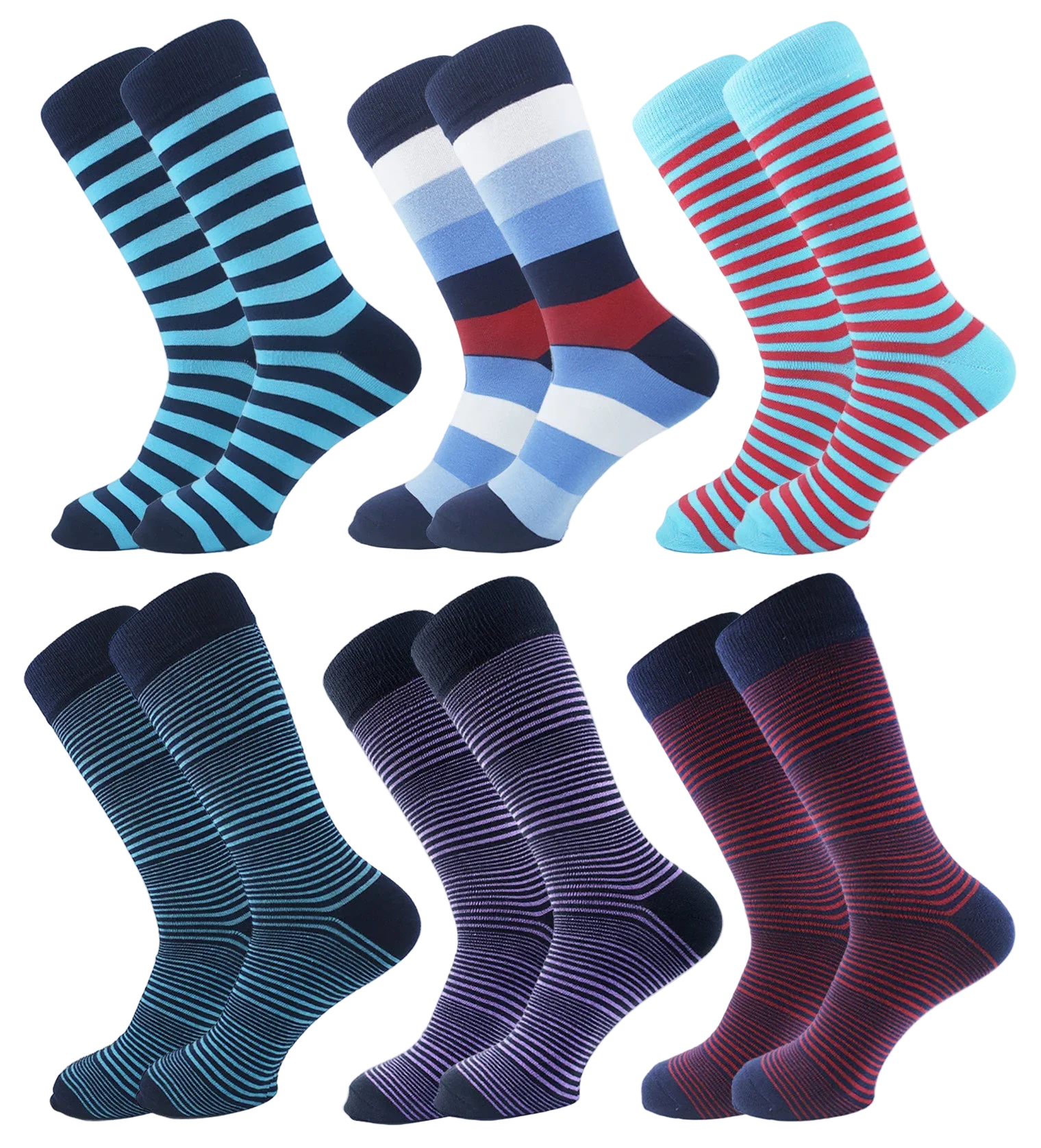 Sam Socks - Men Set Of 6 Classic Stripped Socks Multicolour 1