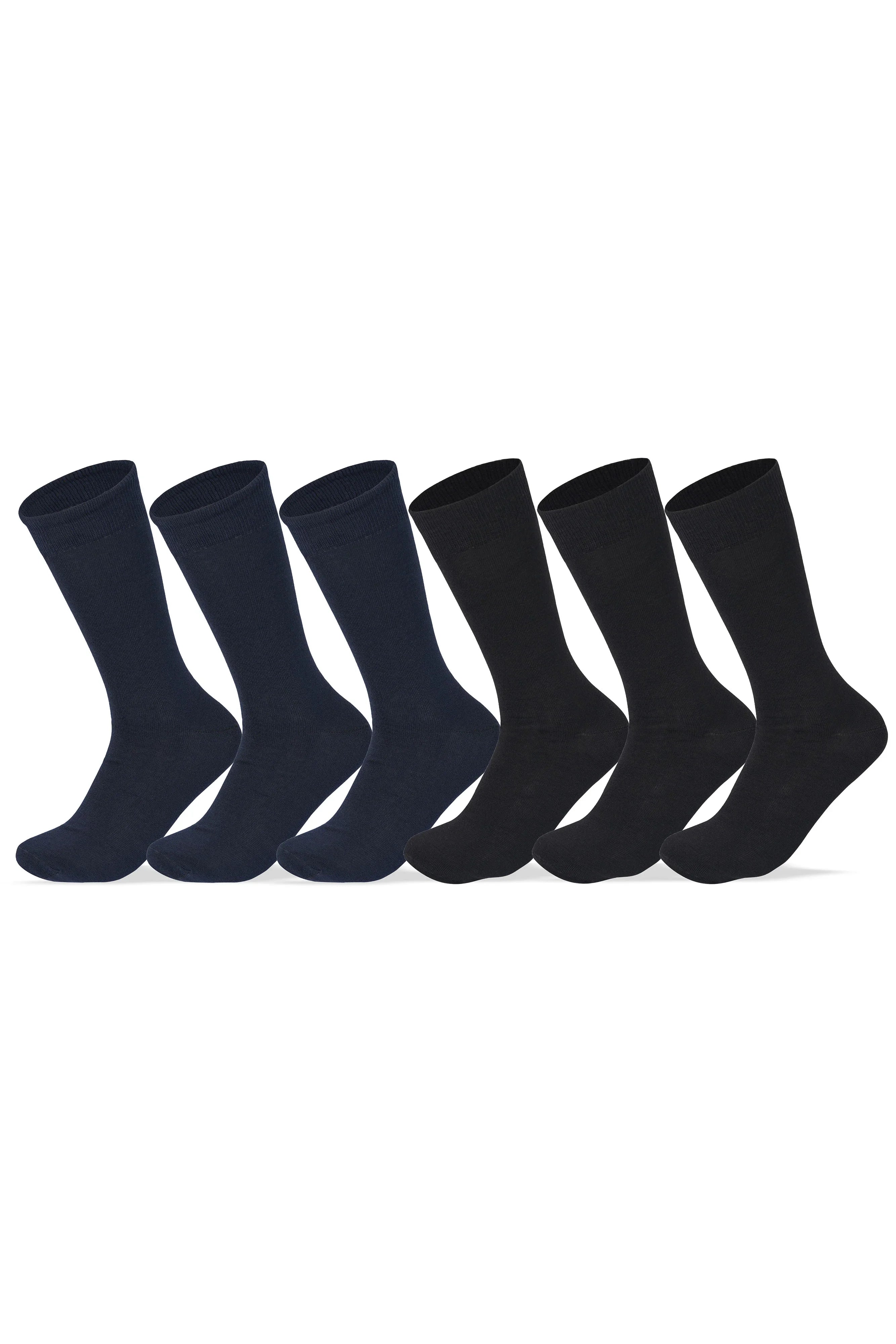 Sam Socks - Men Set Of 6 Classic Socks Plain Black-Navy 5