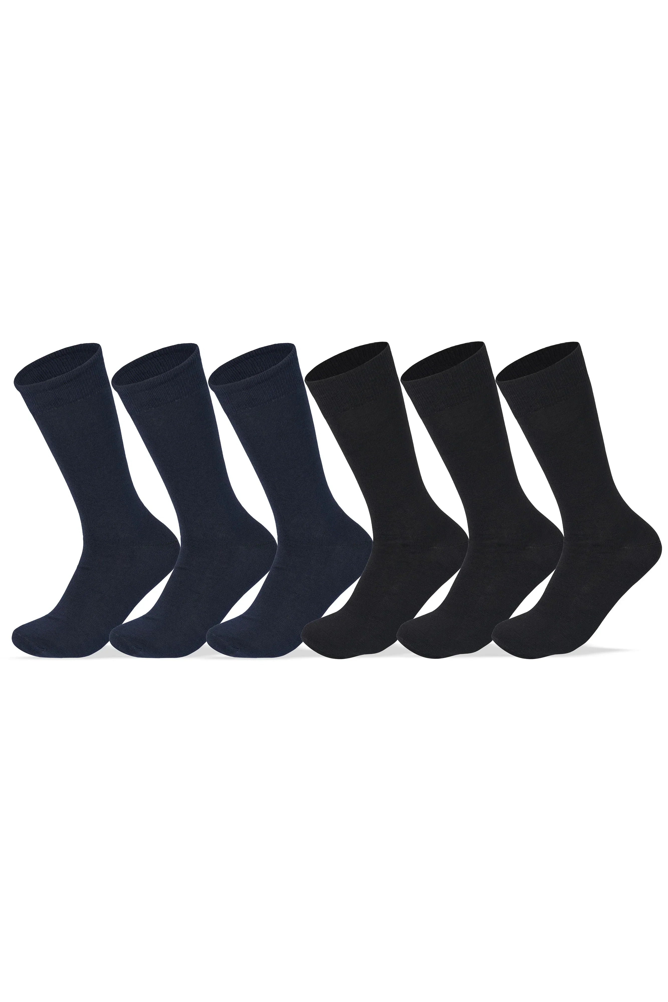 Men Set Of 6 Classic Socks Plain ( Black-Navy ) - Sam Socks - Babazzaro