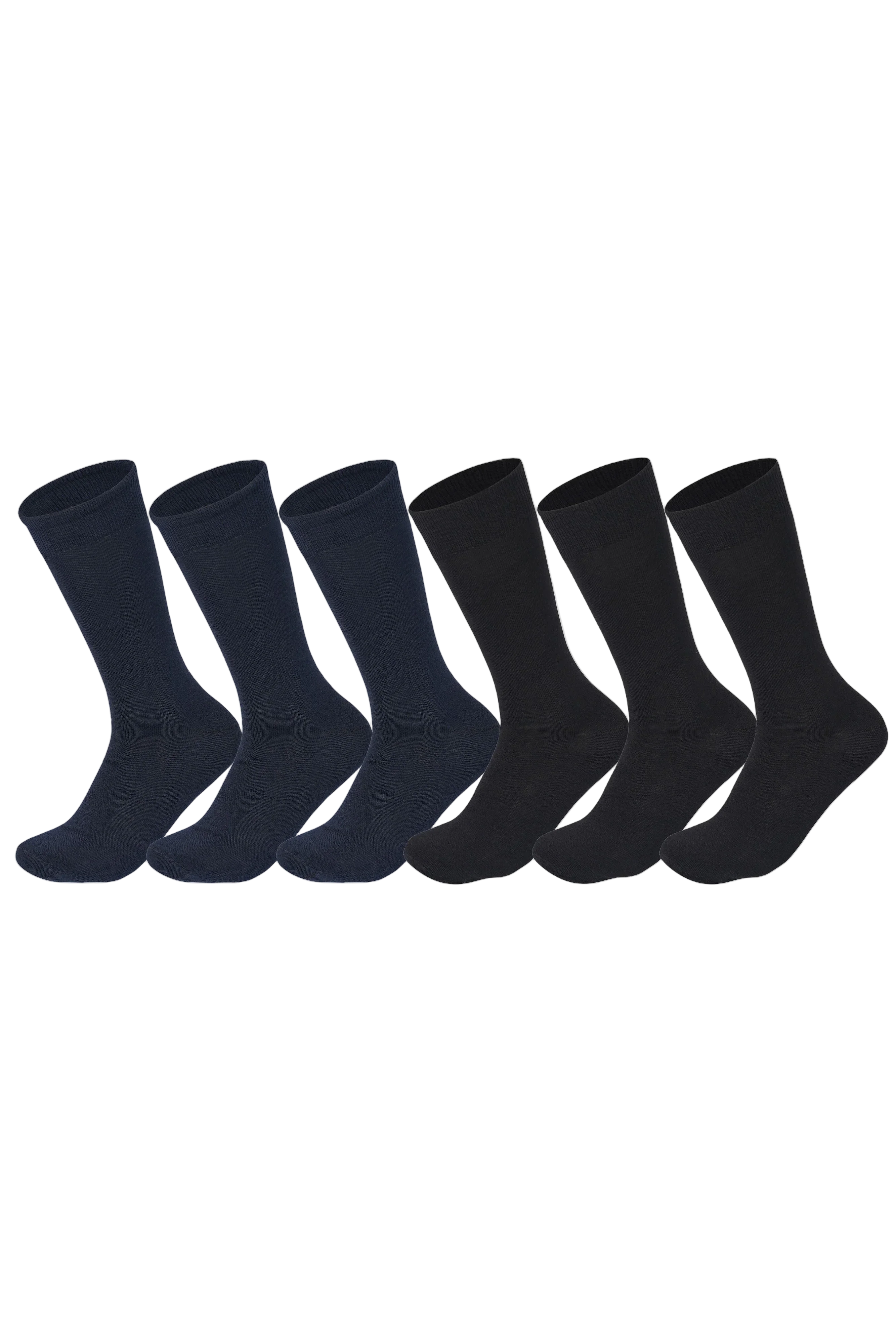 Men Set Of 6 Classic Socks Plain ( Black-Navy ) - Sam Socks - Babazzaro