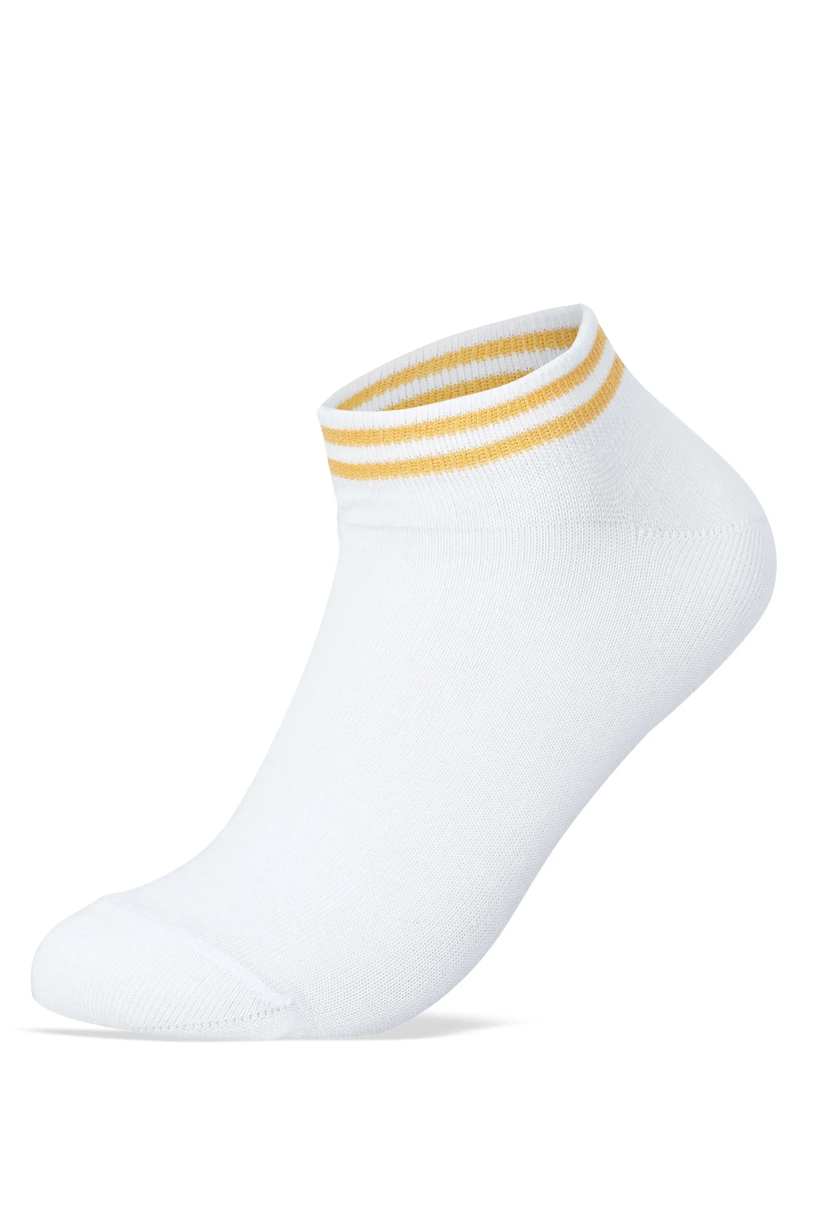 Women Set Of 5 Ankle Plain Socks White Stripped - Sam Socks - Babazzaro