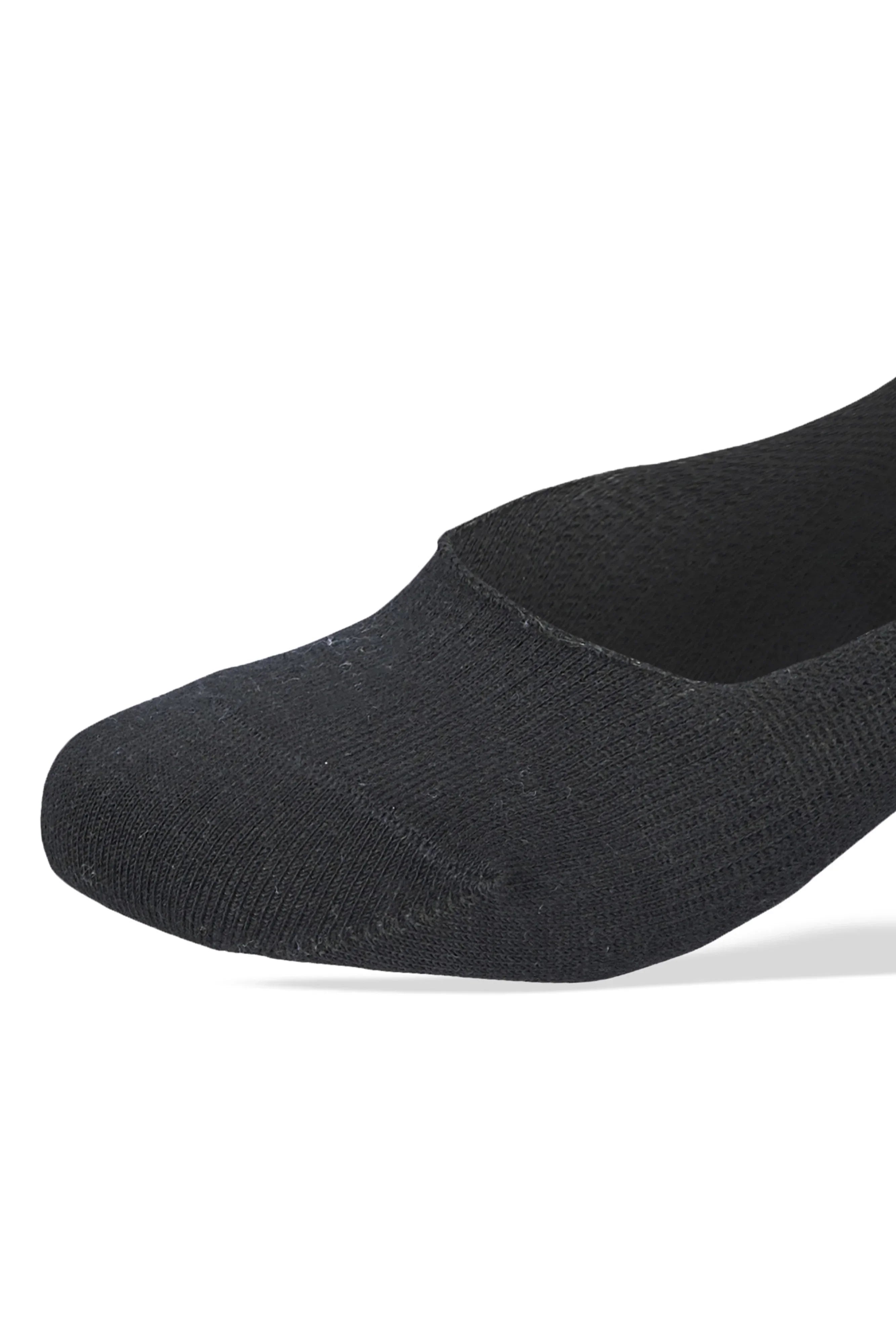 Women Set Of 3 Invisible Silicon Plain Socks Black - Sam Socks - Babazzaro
