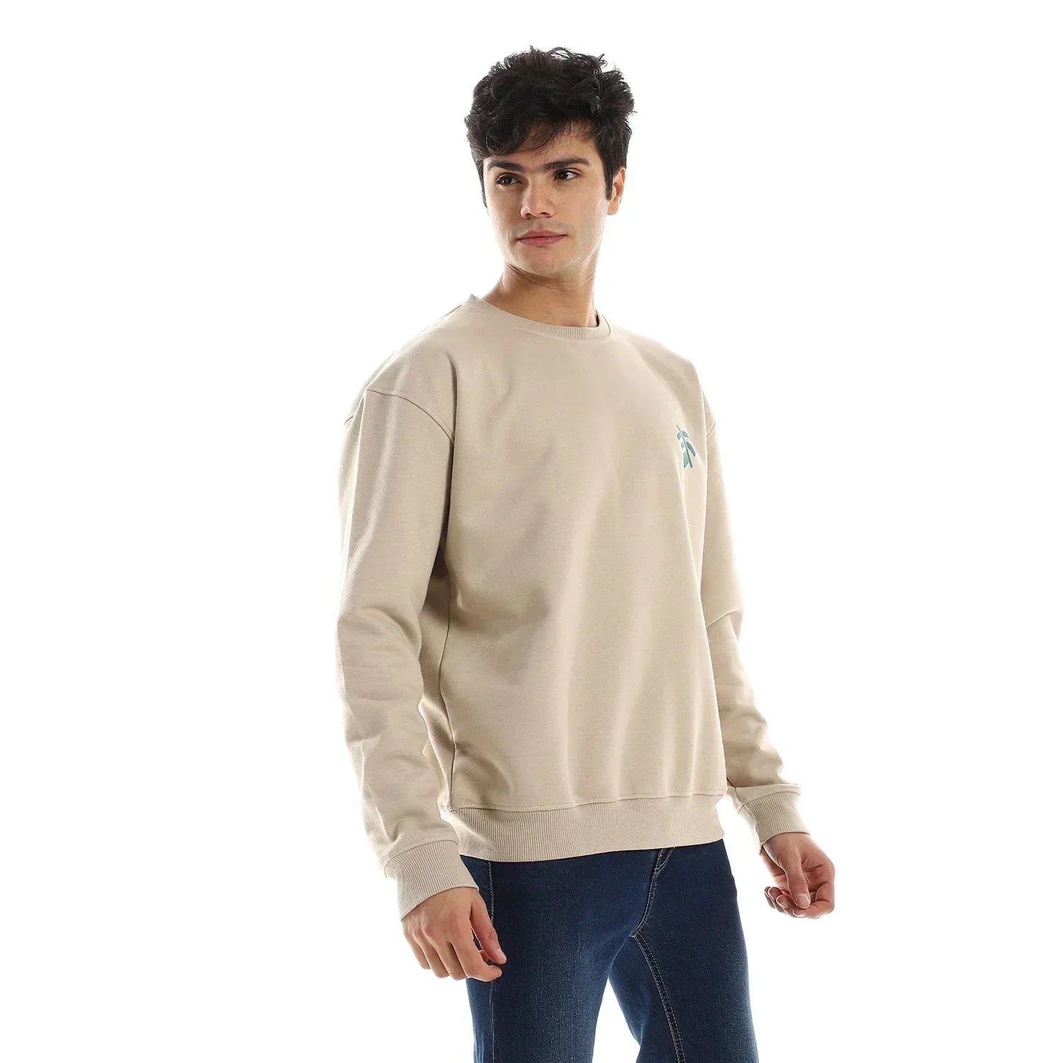 Wifi Unisex Oversized Crew-neck Sweatshirt-Beige - NAS Trends - Babazzaro