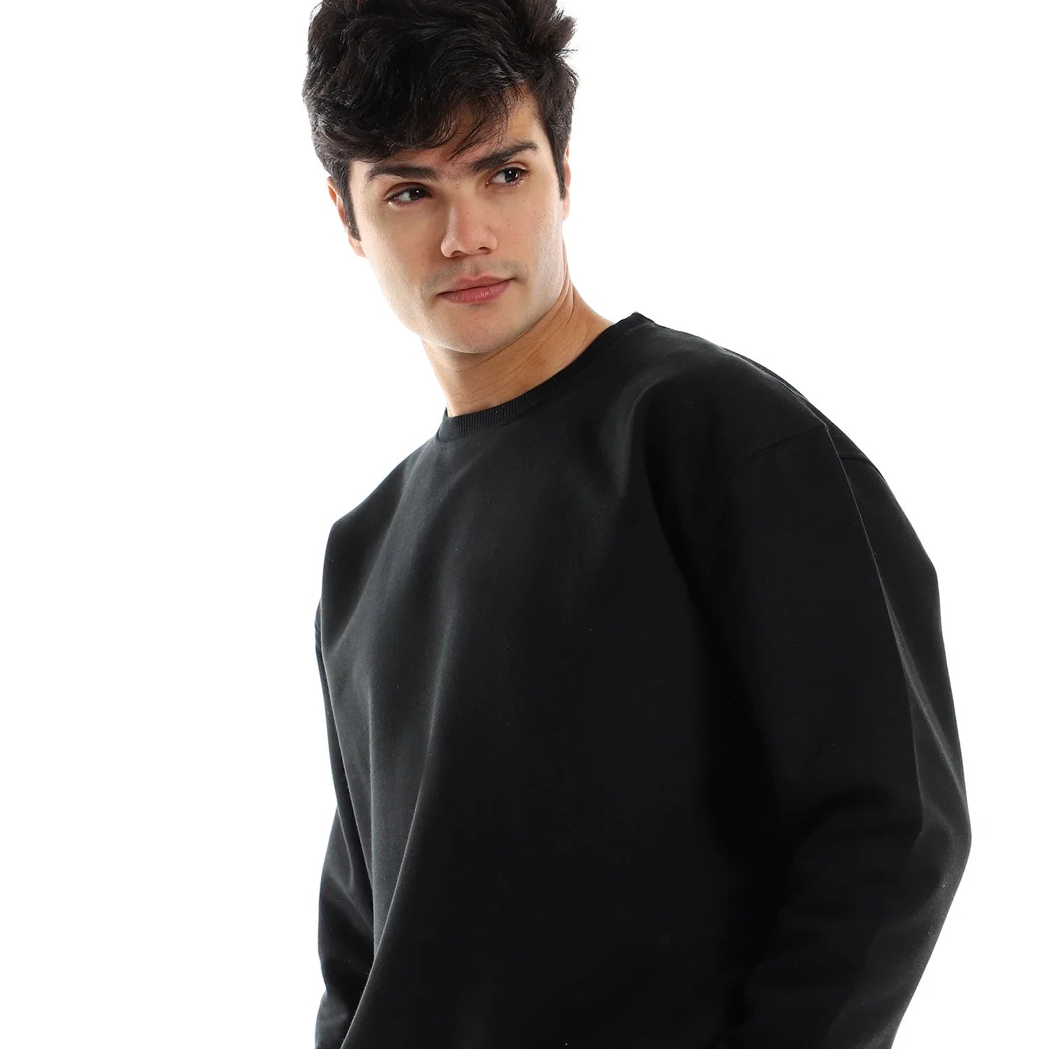 NAS Trends - Basic Unisex Oversized Crew-neck Sweatshirt-Black 4