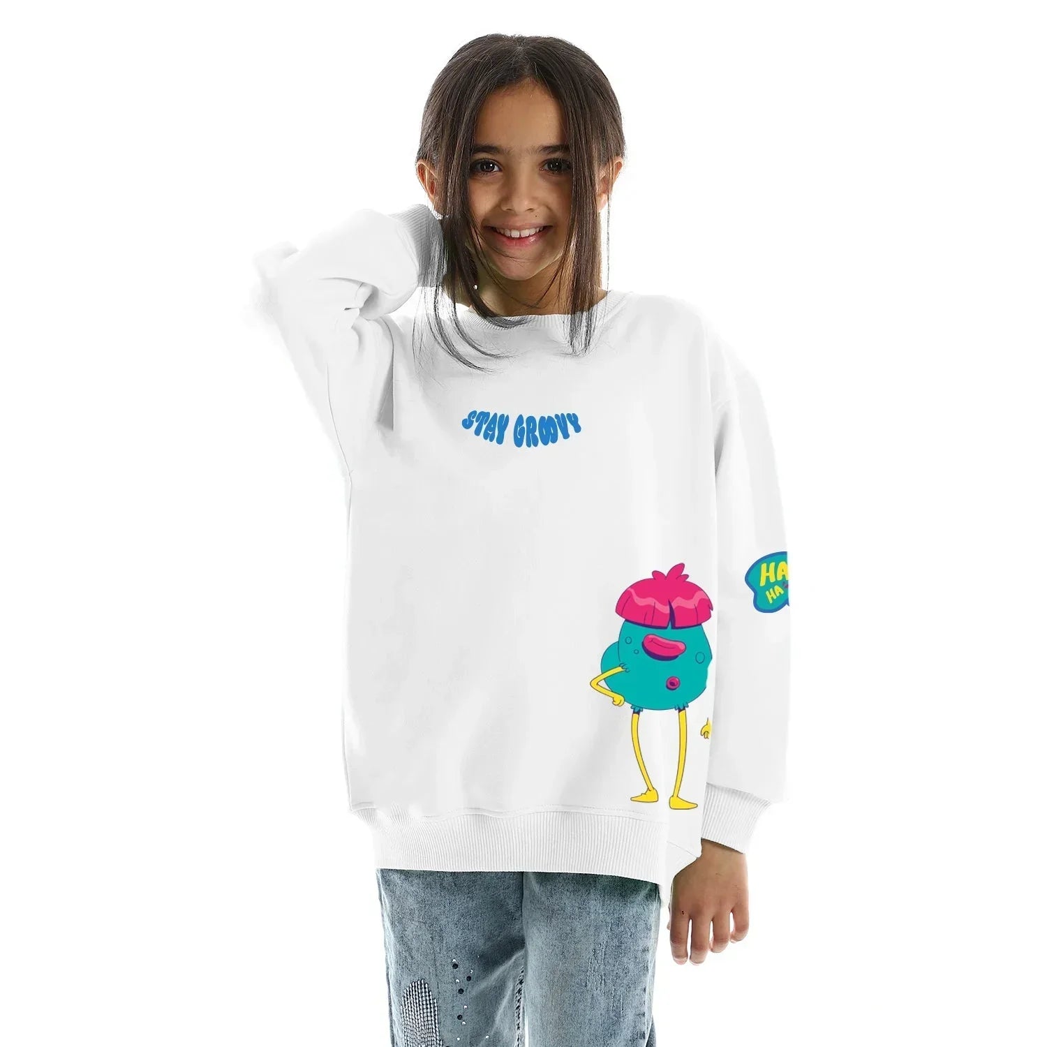 Stay Groovy Kids Oversized Hoodie - White - NAS Trends - Babazzaro