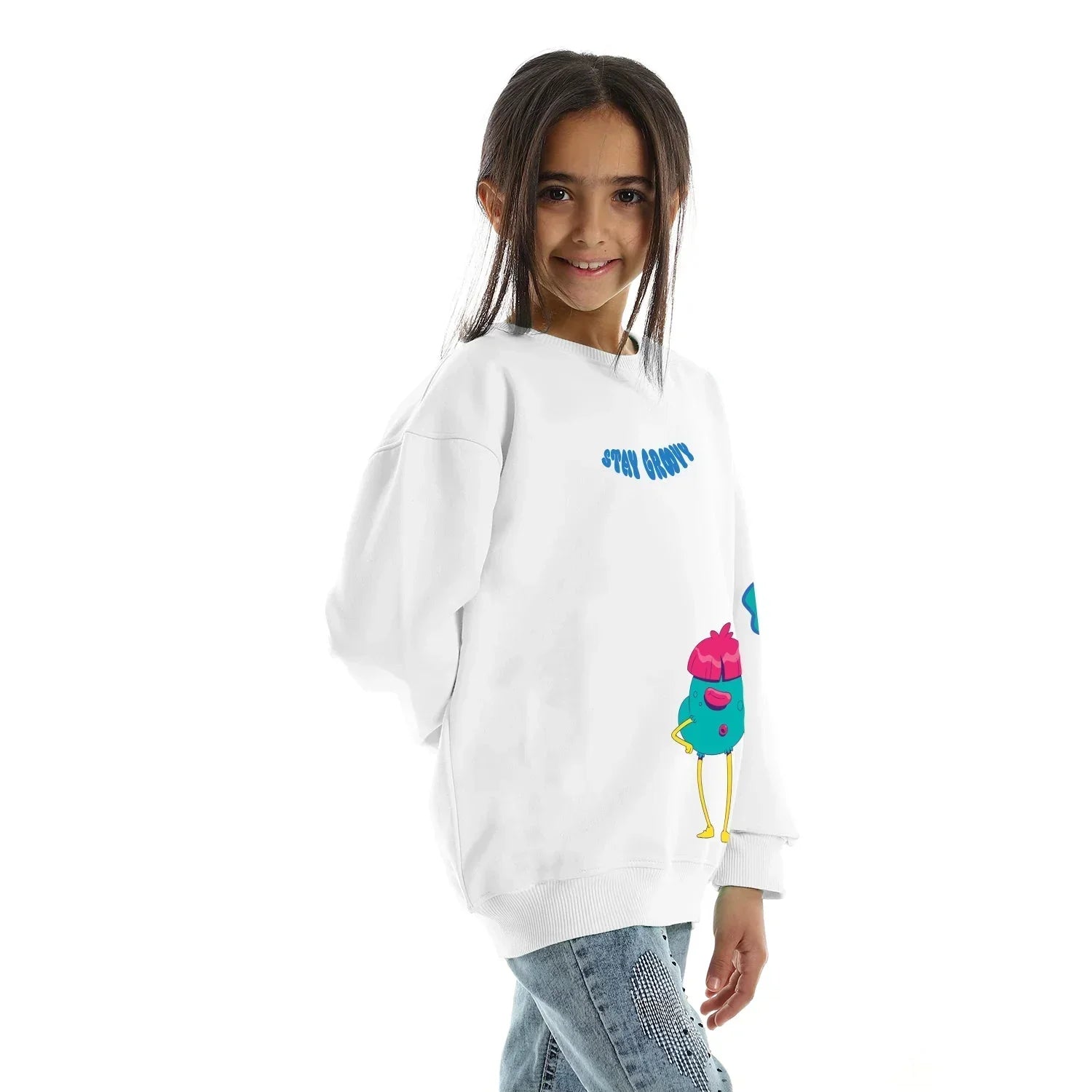 Stay Groovy Kids Oversized Hoodie - White - NAS Trends - Babazzaro