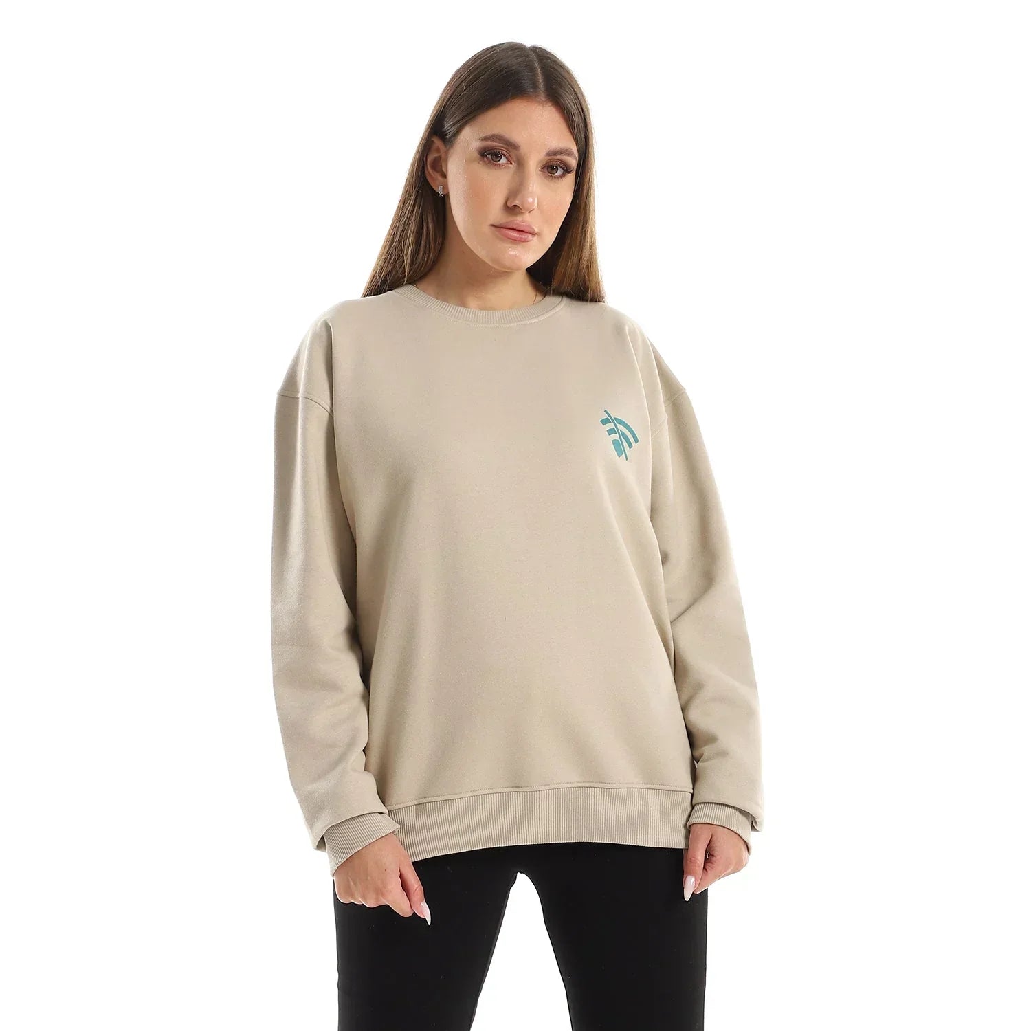Wifi Unisex Oversized Crew-neck Sweatshirt-Beige - NAS Trends - Babazzaro