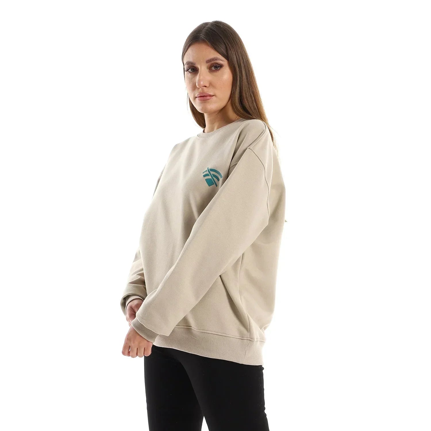 Wifi Unisex Oversized Crew-neck Sweatshirt-Beige - NAS Trends - Babazzaro