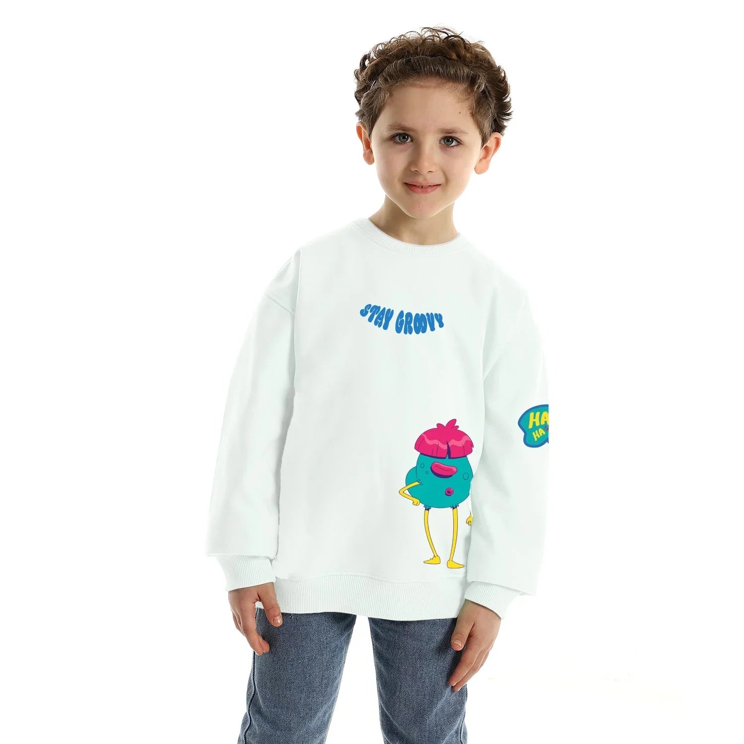 NAS Trends - Stay Groovy Kids Oversized Hoodie - White 1