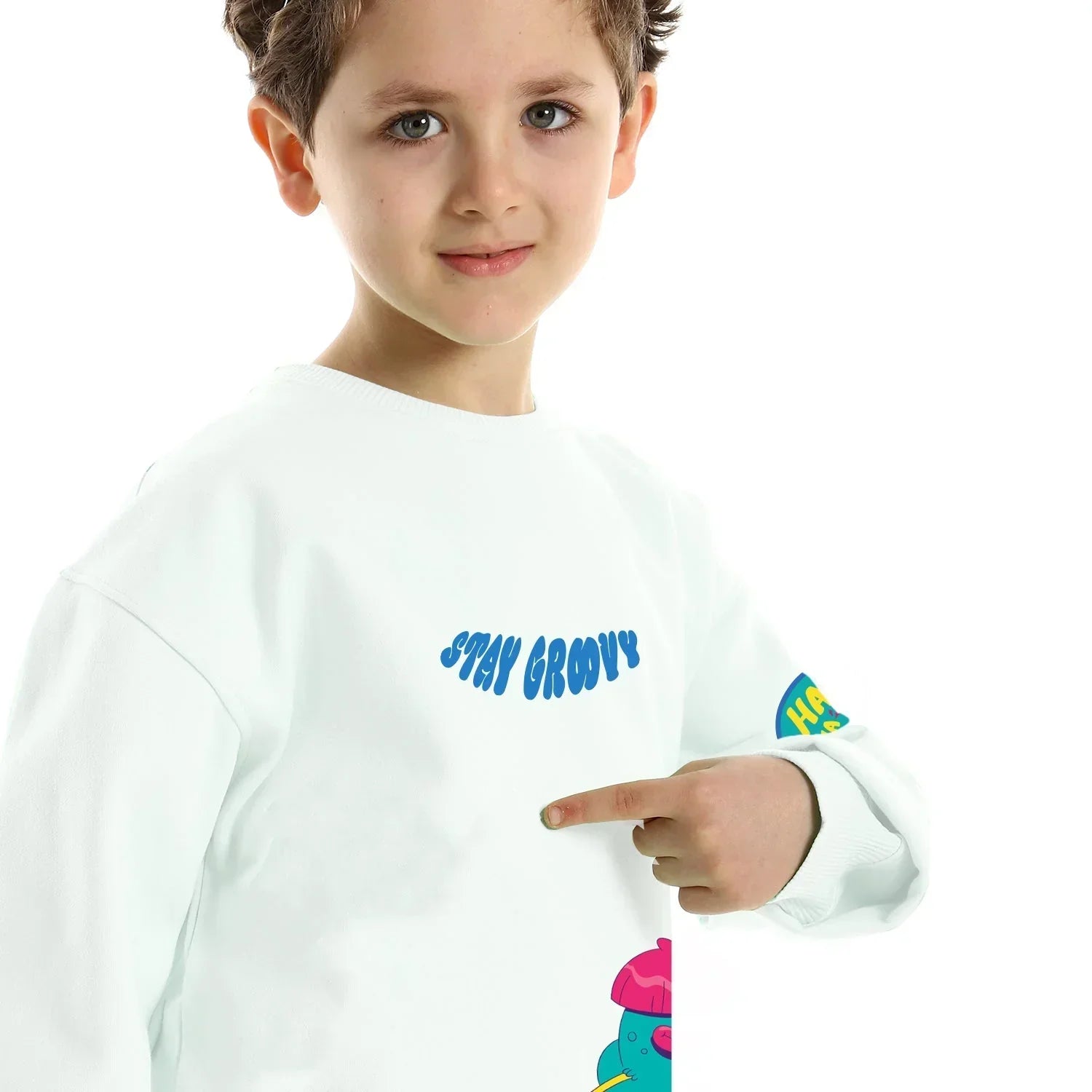 Stay Groovy Kids Oversized Hoodie - White - NAS Trends - Babazzaro