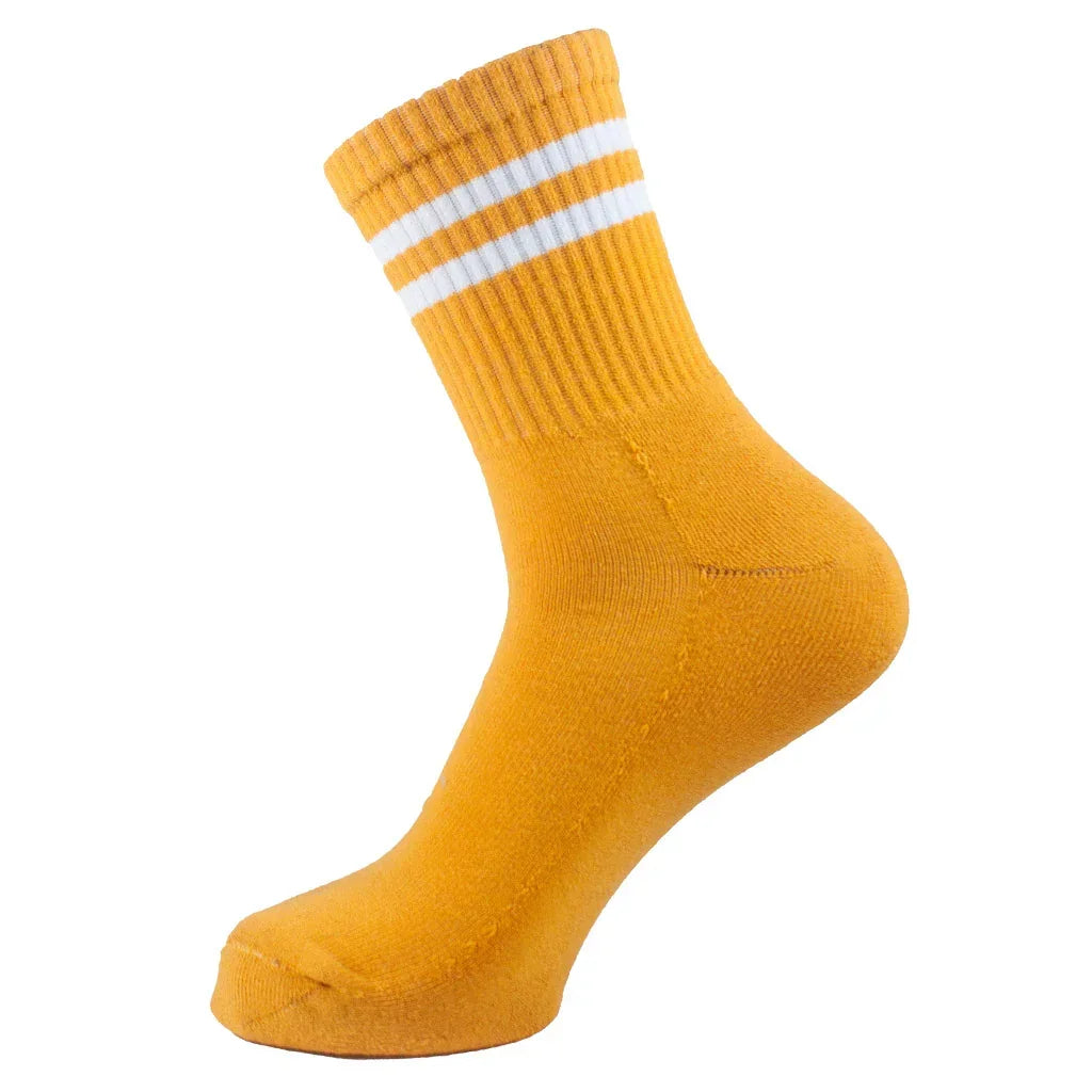 Men Set Of 3 Long Half Terry Sport Socks (White-Blue-Orange ) - Sam Socks - Babazzaro
