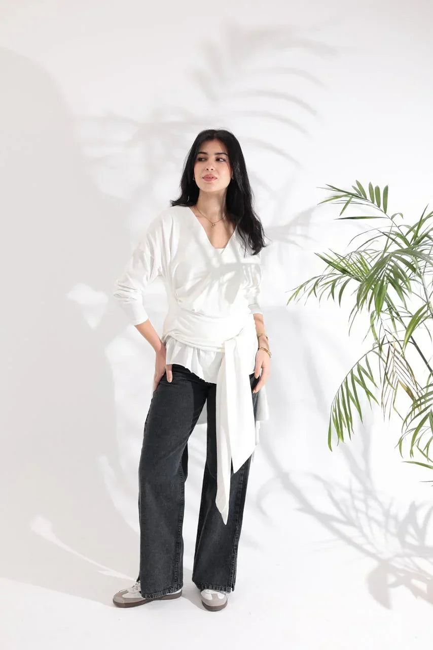 White wrapped T-shirt - A_Squared_Y - Babazzaro