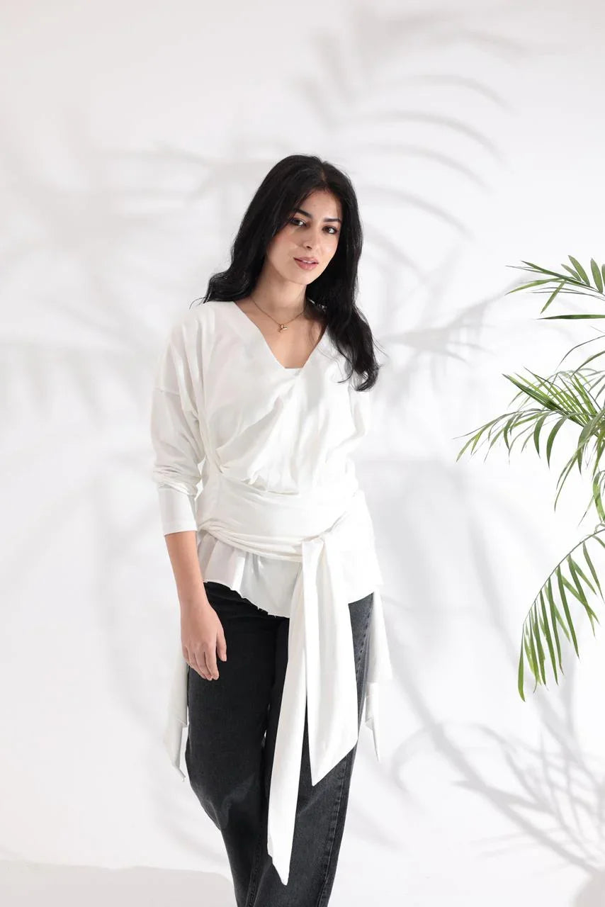 A_Squared_Y - White wrapped T-shirt 8