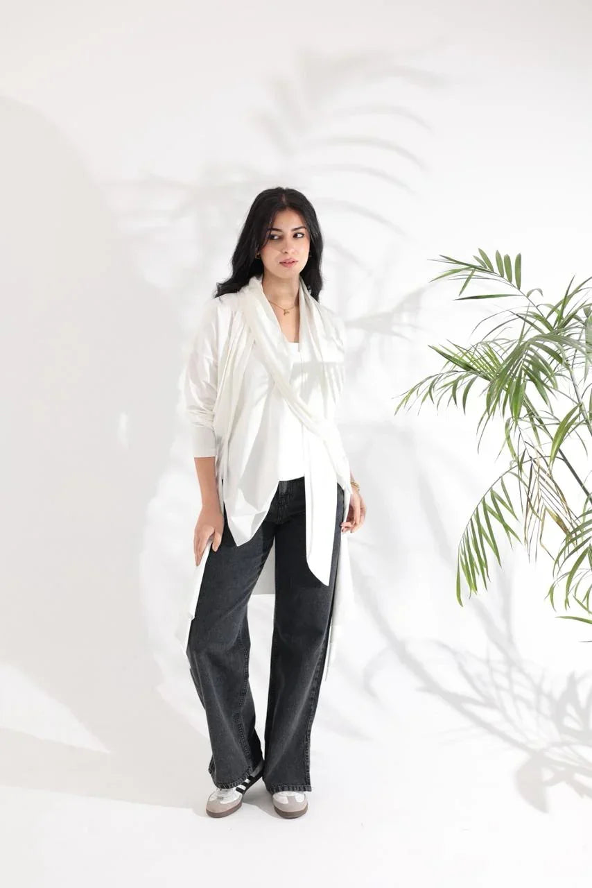 White wrapped T-shirt - A_Squared_Y - Babazzaro