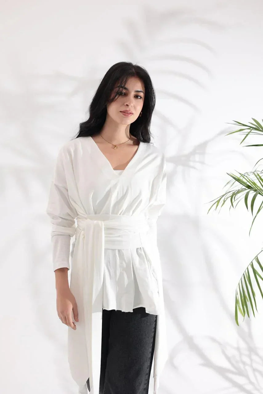 White wrapped T-shirt - A_Squared_Y - Babazzaro