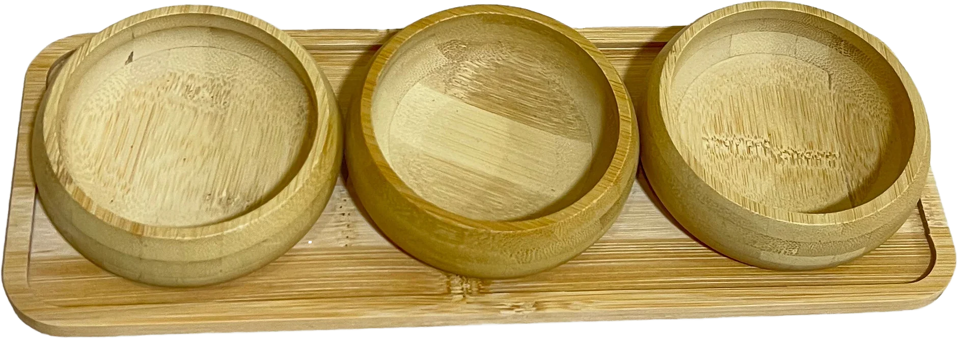 Urbantique - Round Wooden Snack Bowl Set with Tray 1
